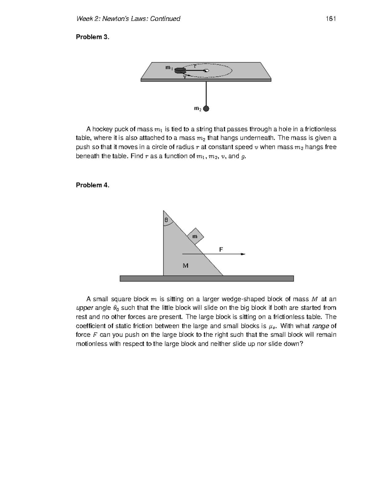 Intro physics 5 notes Week 2 Newton’s Laws Continued 161 Problem