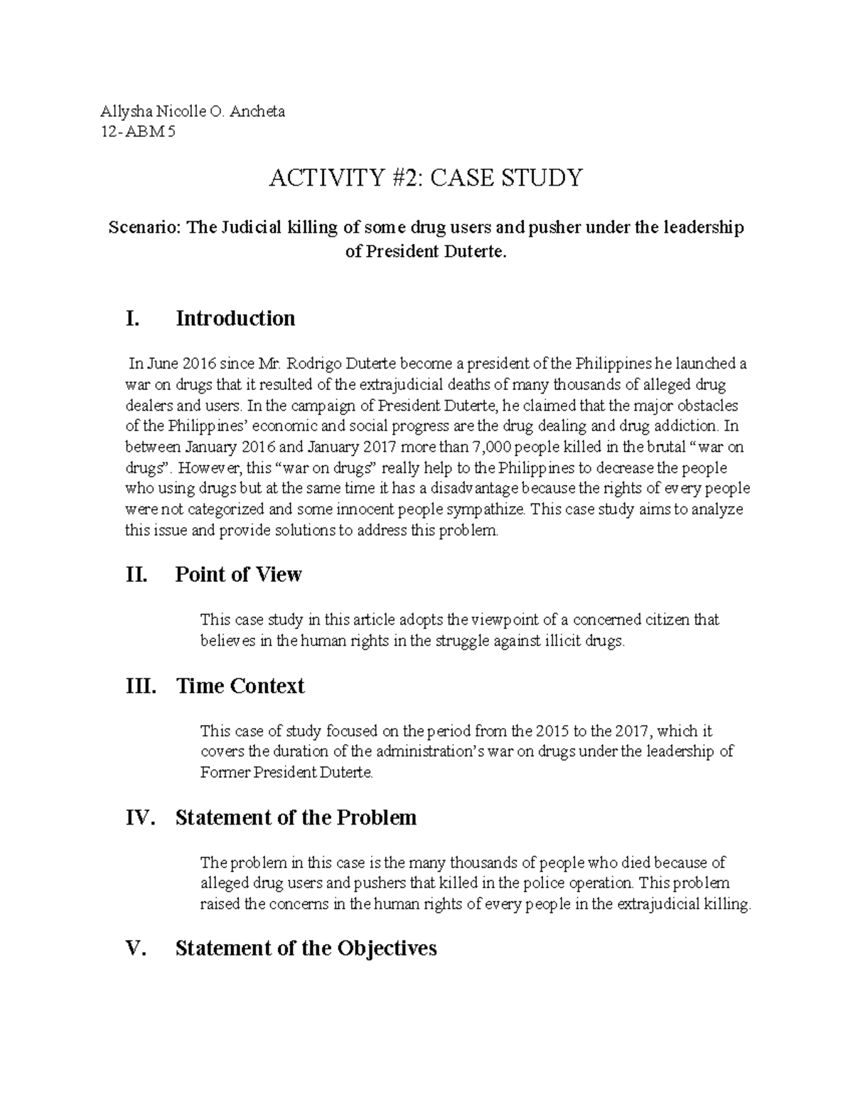 event case study scenario example