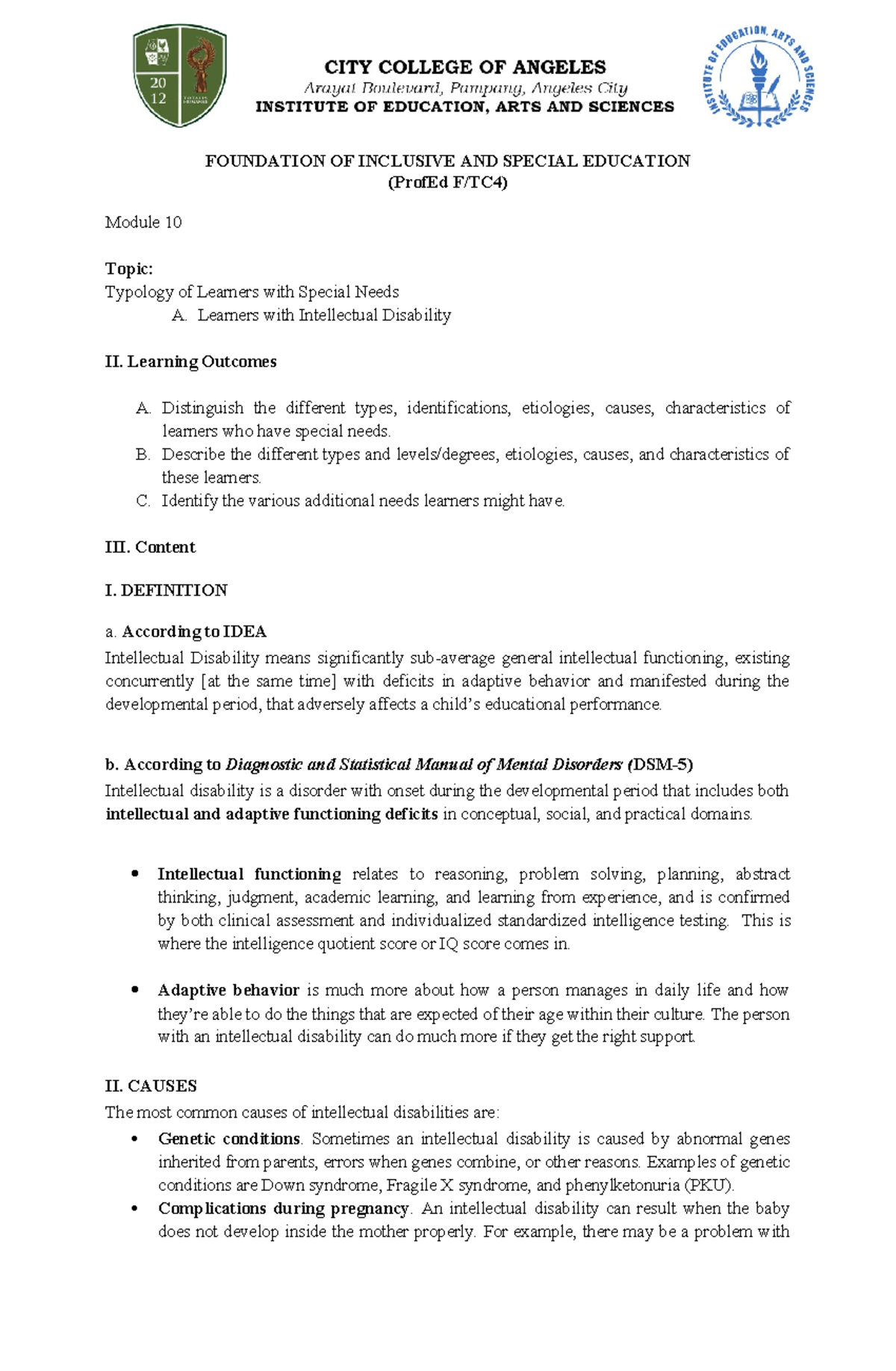 FTC 4 Module 10 Group 1 - PROFED PCK - FOUNDATION OF INCLUSIVE AND ...