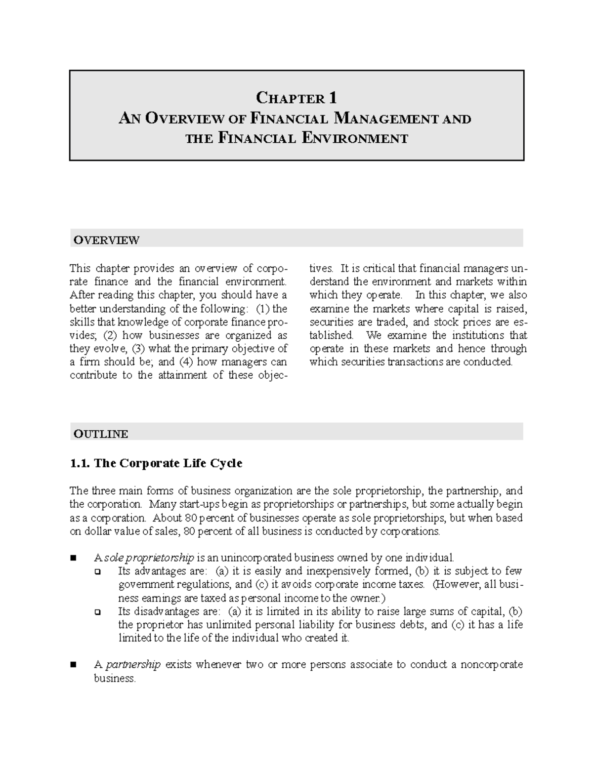 BUSN 302 Ch01 Study Guide - CHAPTER 1 AN OVERVIEW OF FINANCIAL ...