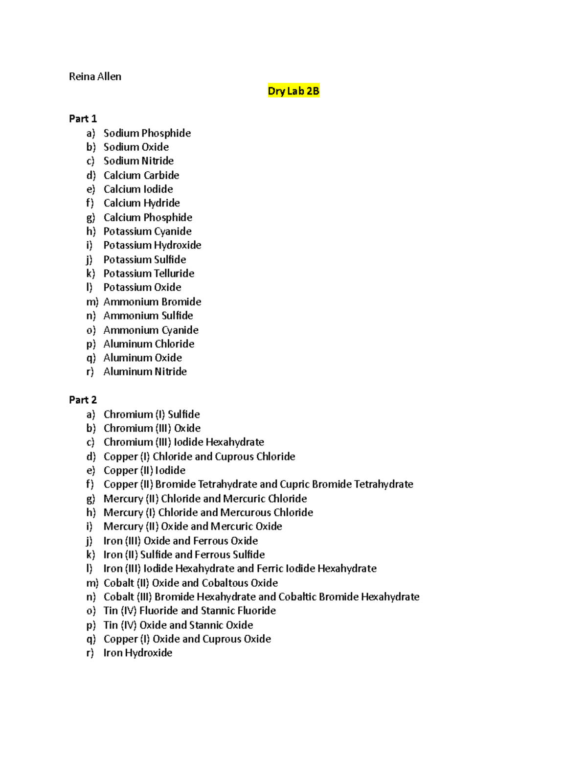 Dry Lab 2b-2c - Dry Lab 2b/2c Assignment - Reina Allen Dry Lab 2B Part ...