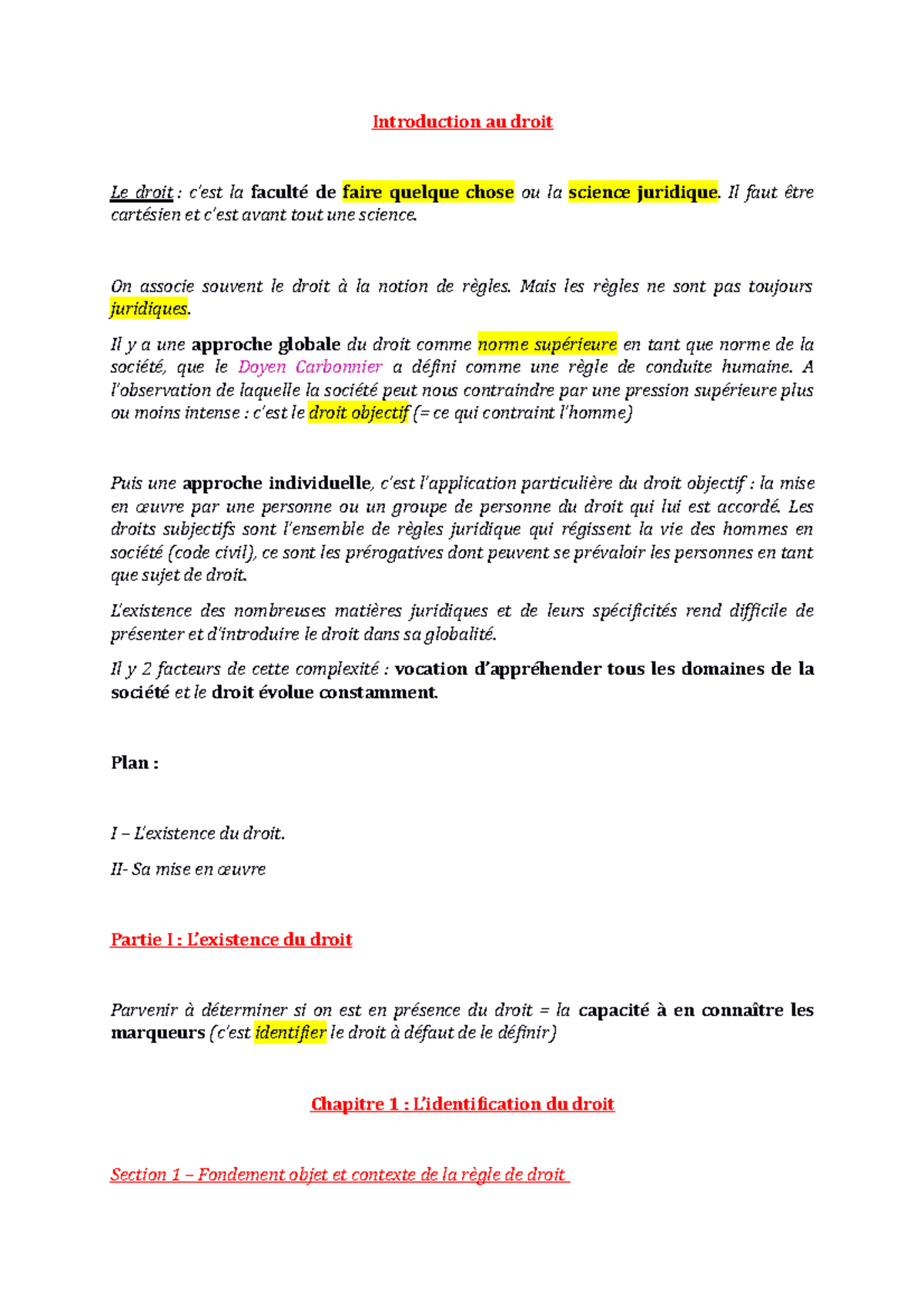 Cours de Droit complet - Introduction au droit Le droit : c’est la ...