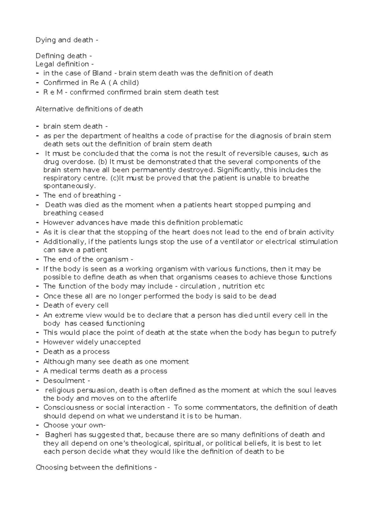 Medical Law Essential Reading 4 - Dying and death - Defining death ...