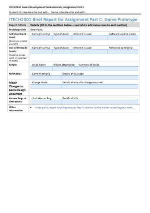 Game design documentation - Game Design Documentation ITECH 2 001 Game ...
