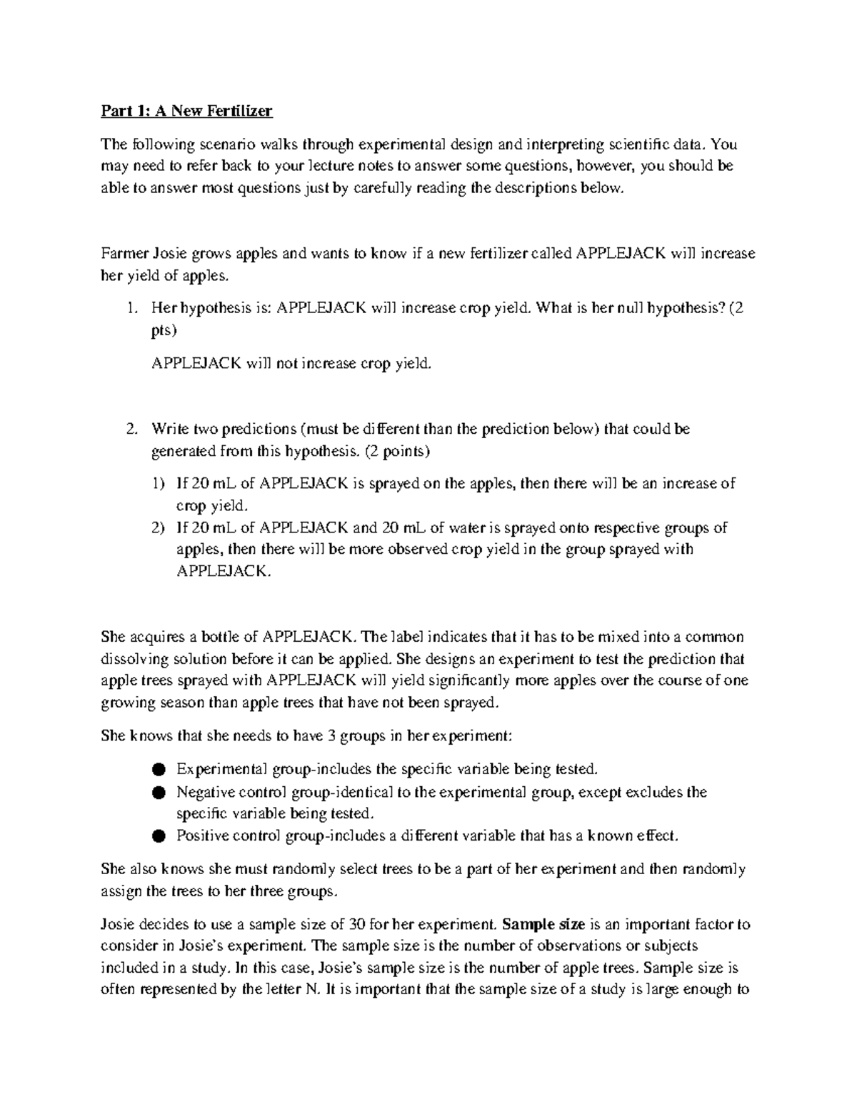 Evaluating Scientific Claims Part 1 - Part 1: A New Fertilizer The ...