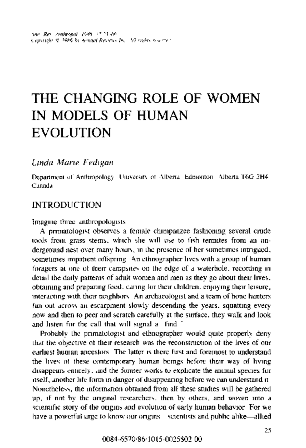 Fedigan 1986-Changingroleofwomeninmodelsofhumanevolution - Tieng Anh ...