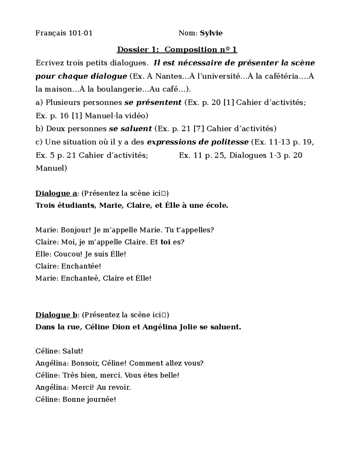 assignment traduction francais