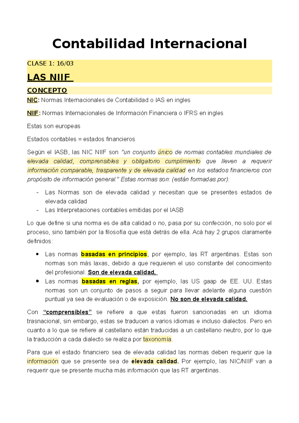 Contabilidad Internacional Contabilidad Internacional Clase 1 16 Las Niif Concepto Nic 2340