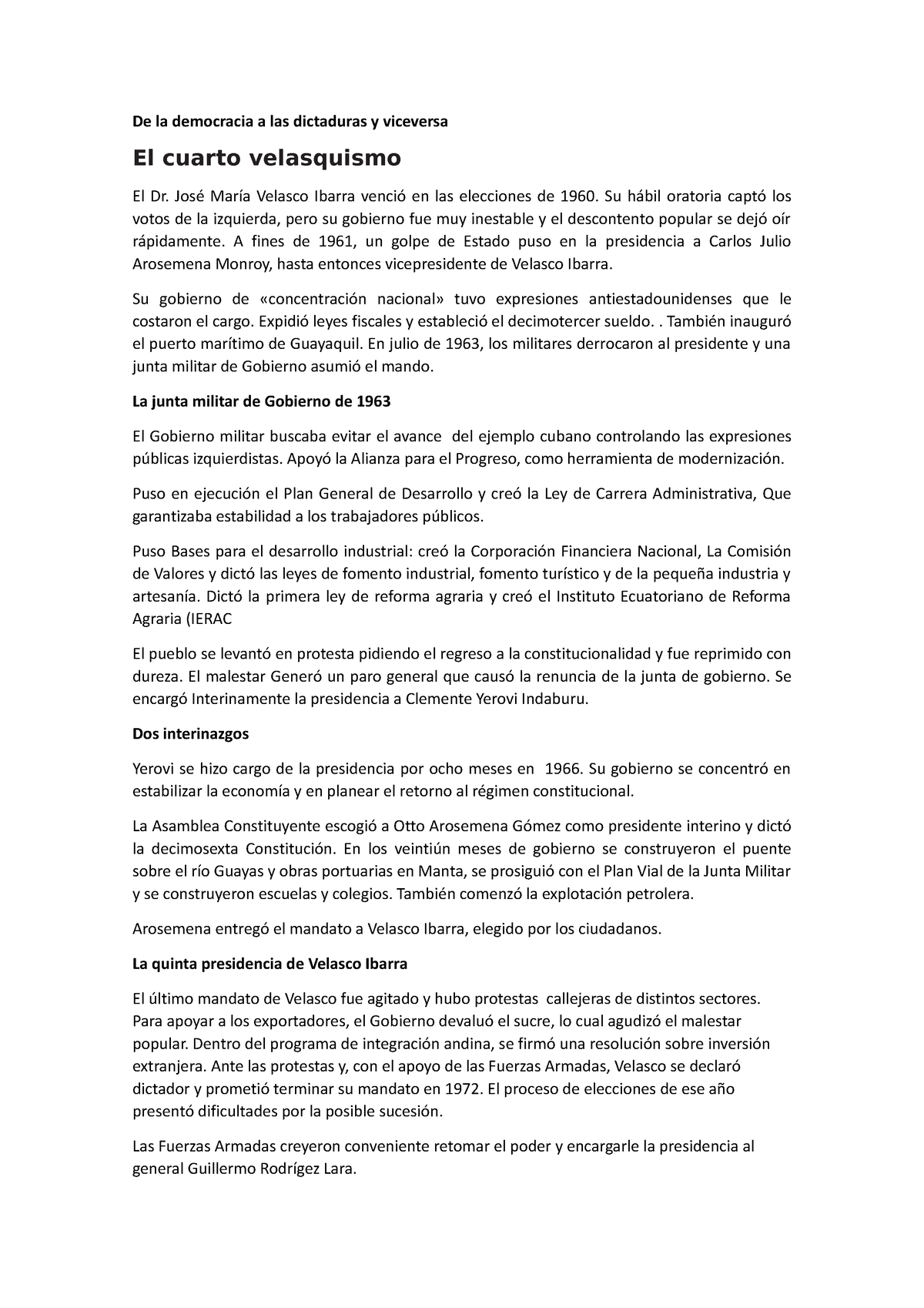 De La Democracia A Las Dictaduras Y Viceversa Semana 7 Octavo - De La ...