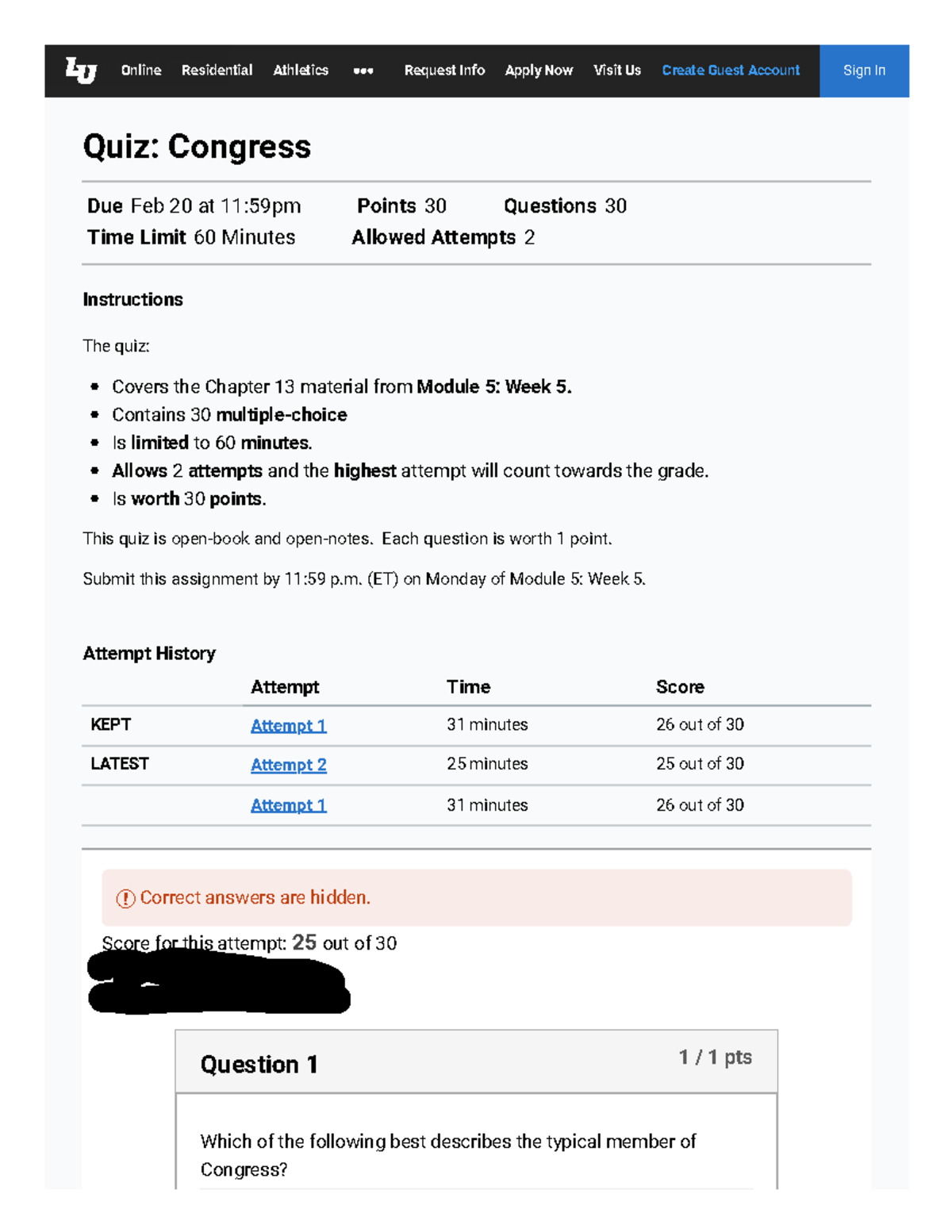 Quiz Congress GOVT220 American Government (B01) - Skip To Main Content ...