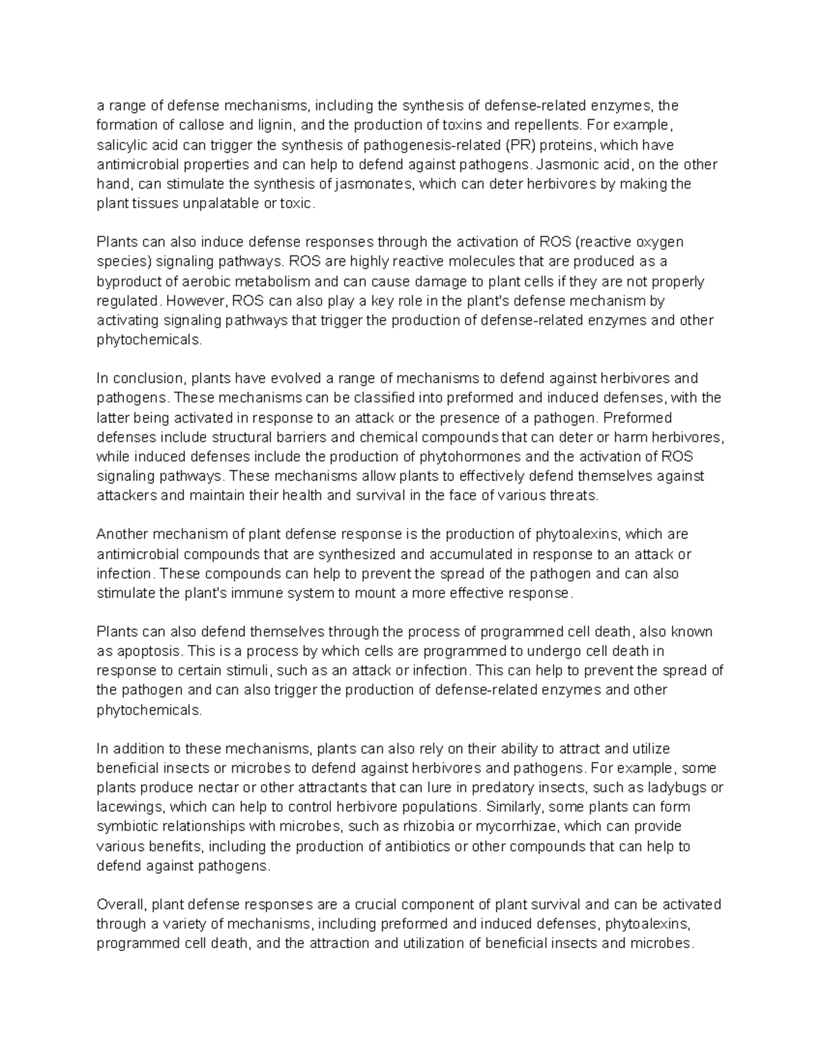 Mechanisms Of Plant Defense Responses Summary - A Range Of Defense 