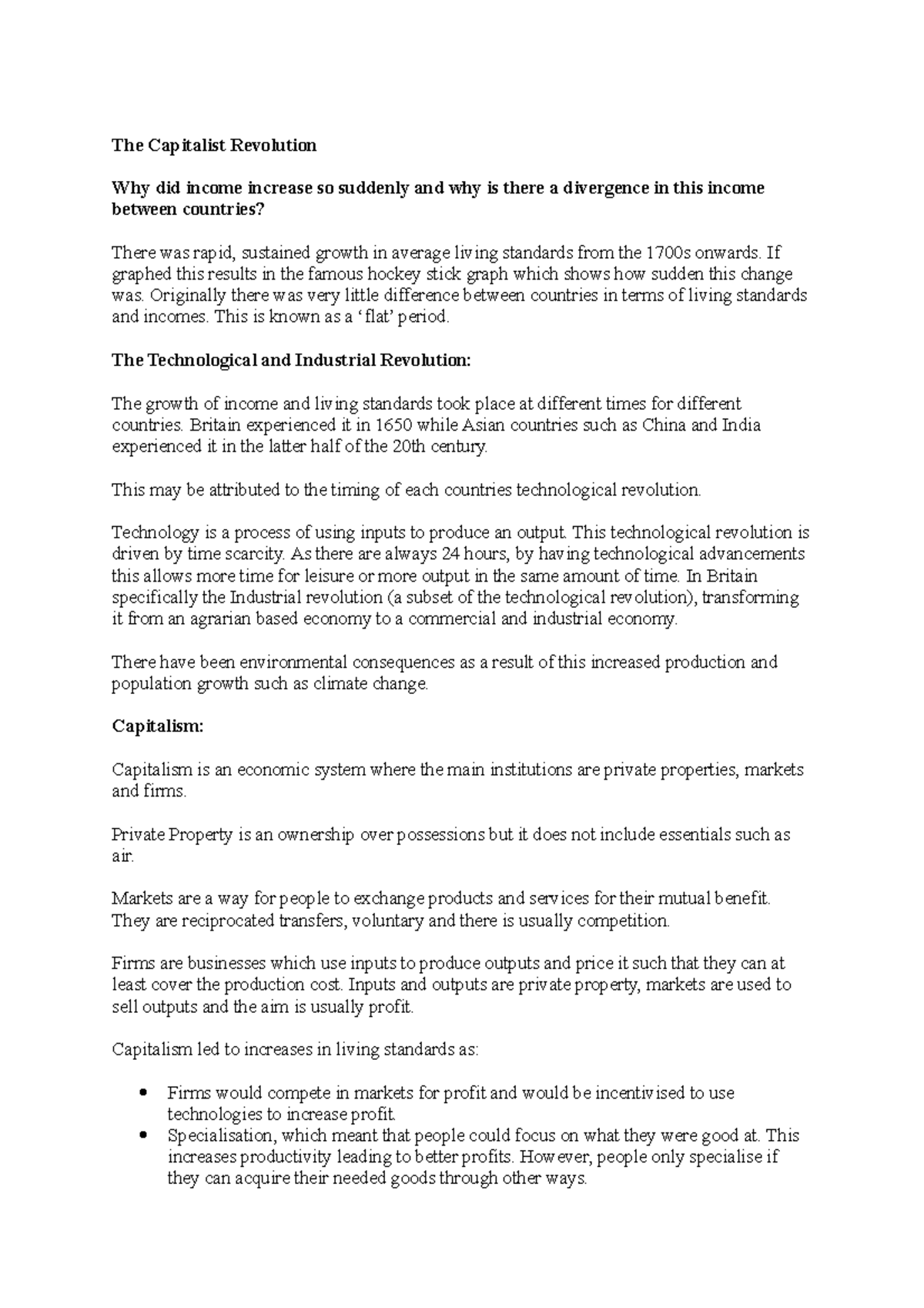 ECON1020 Unit 1 - Unit 1: Capitalist Revolution Notes - The Capitalist ...