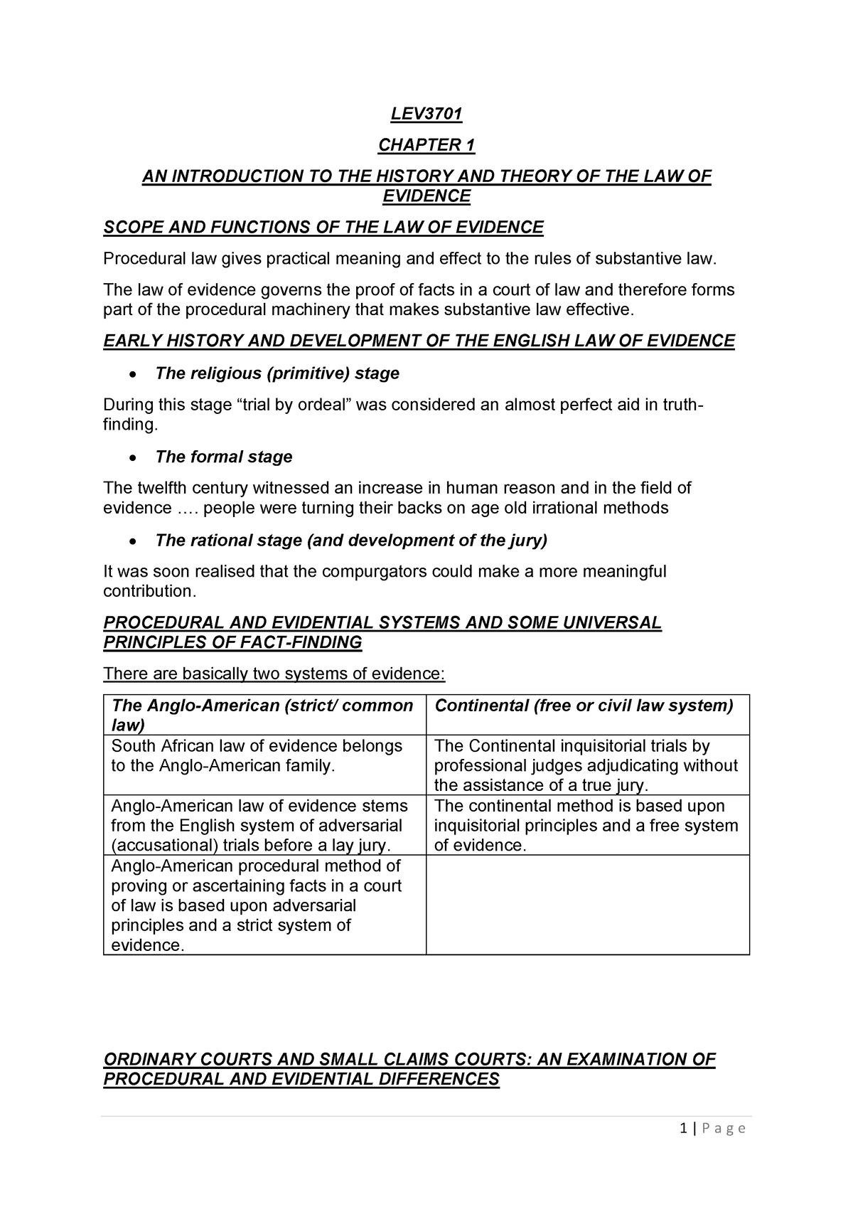 LEV3701 Notes - LEV CHAPTER 1 AN INTRODUCTION TO THE HISTORY AND THEORY ...