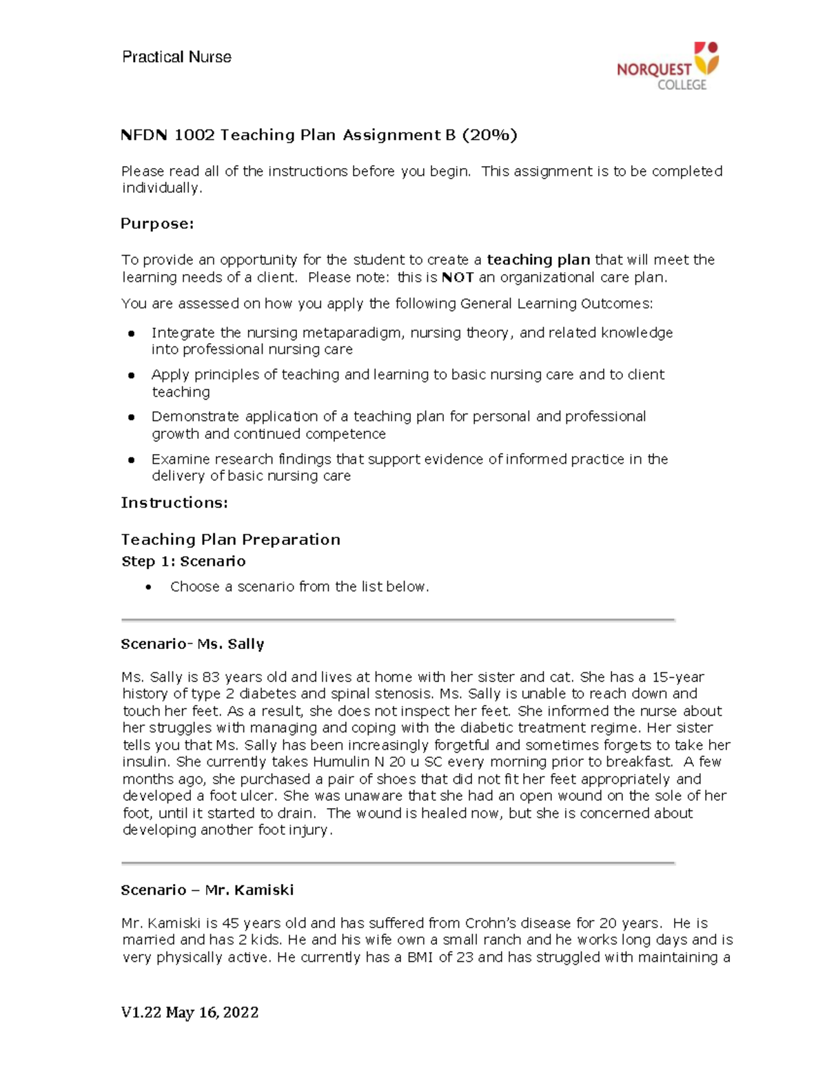 NFDN 1002 Teaching Plan Assignment B 2022.docx - NFDN 1002 Teaching ...