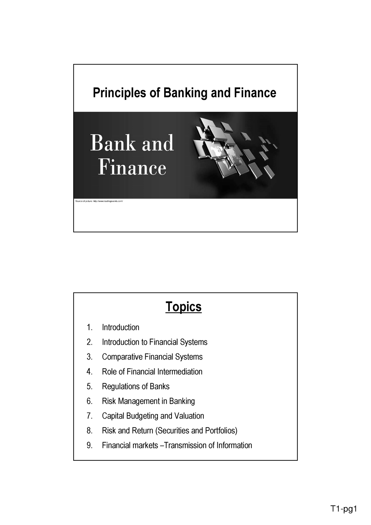 Introduction To Principles Of Banking & Finance - Principles Of Banking ...