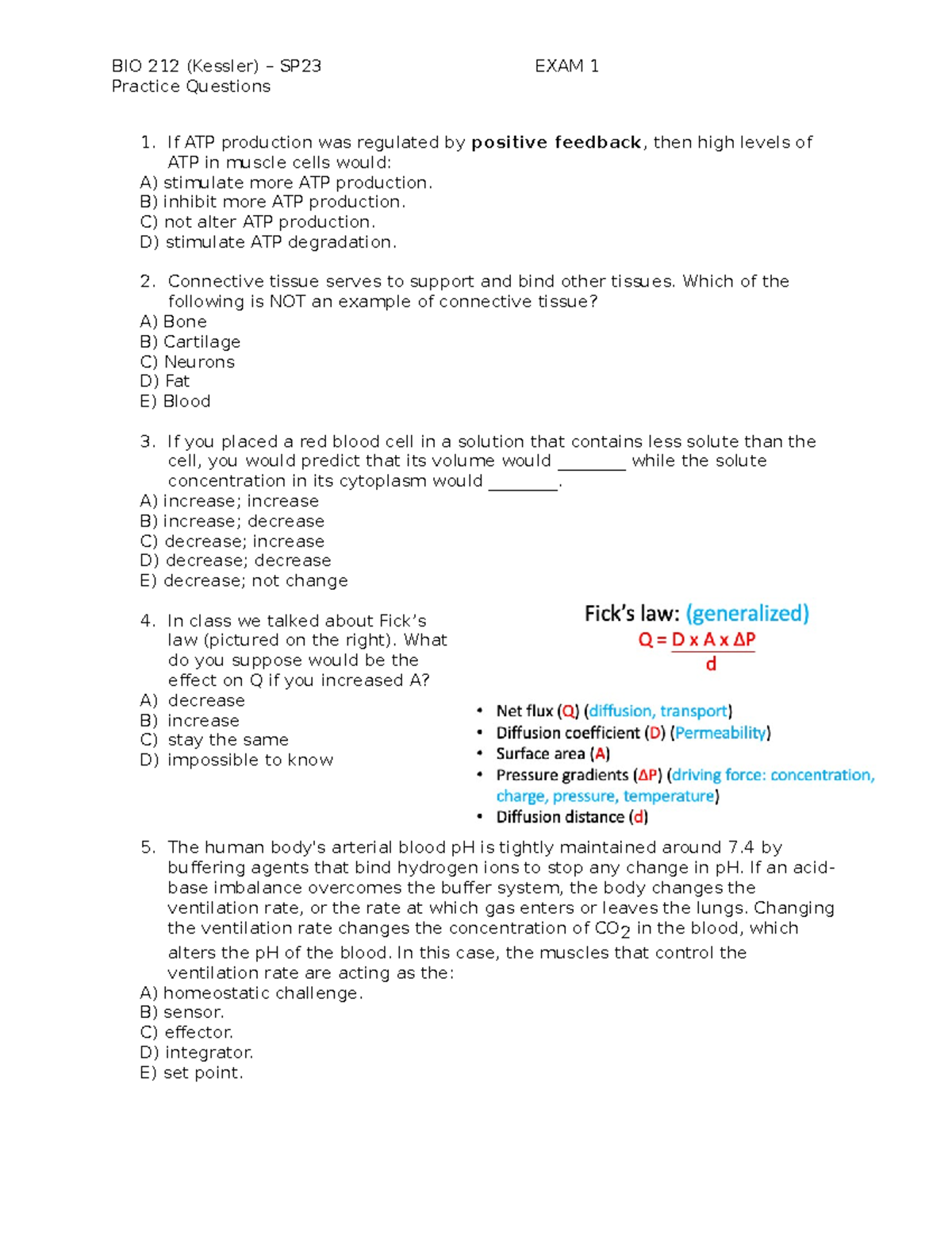 EXAM 1 Practice Questions - Practice Questions If ATP Production Was ...