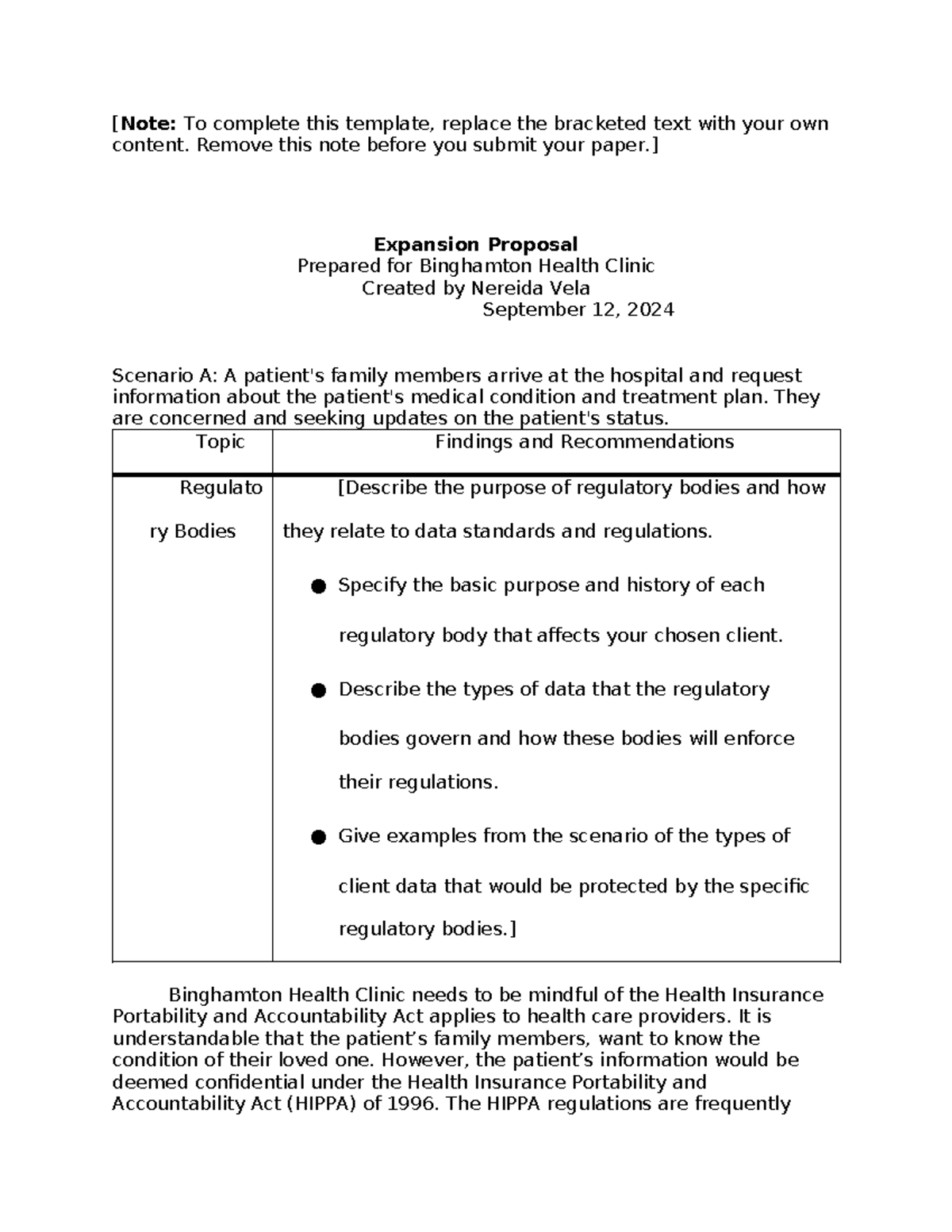 DAT 250 Project One Business Brief Template [Note To complete this