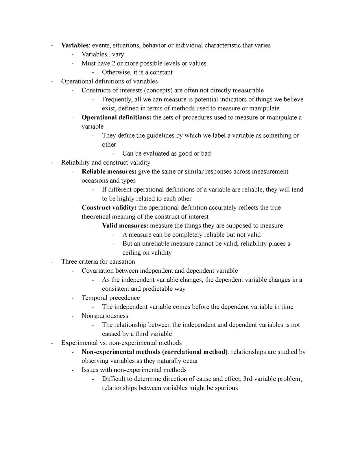 Psyc 332 Chapter 4 Notes From Online Lecture Variables Events Situations Behavior Or 