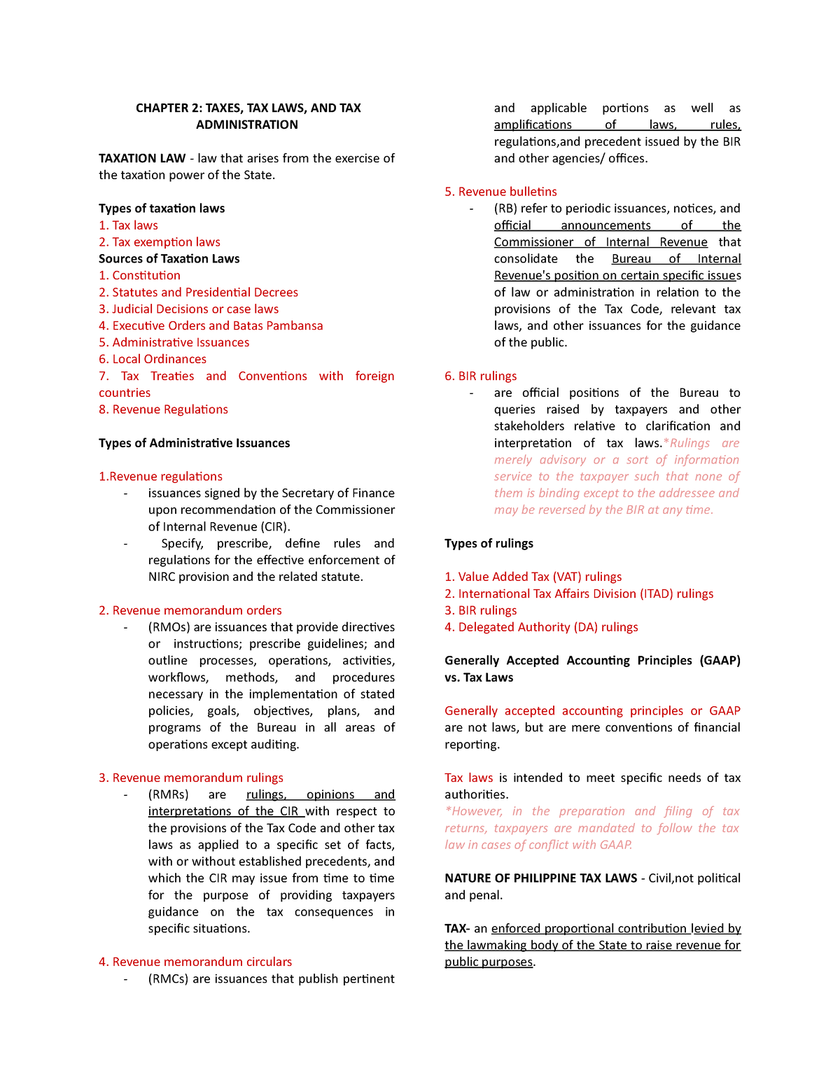Chapter 2 - Tax Laws, Tax Administration - CHAPTER 2: TAXES, TAX LAWS ...