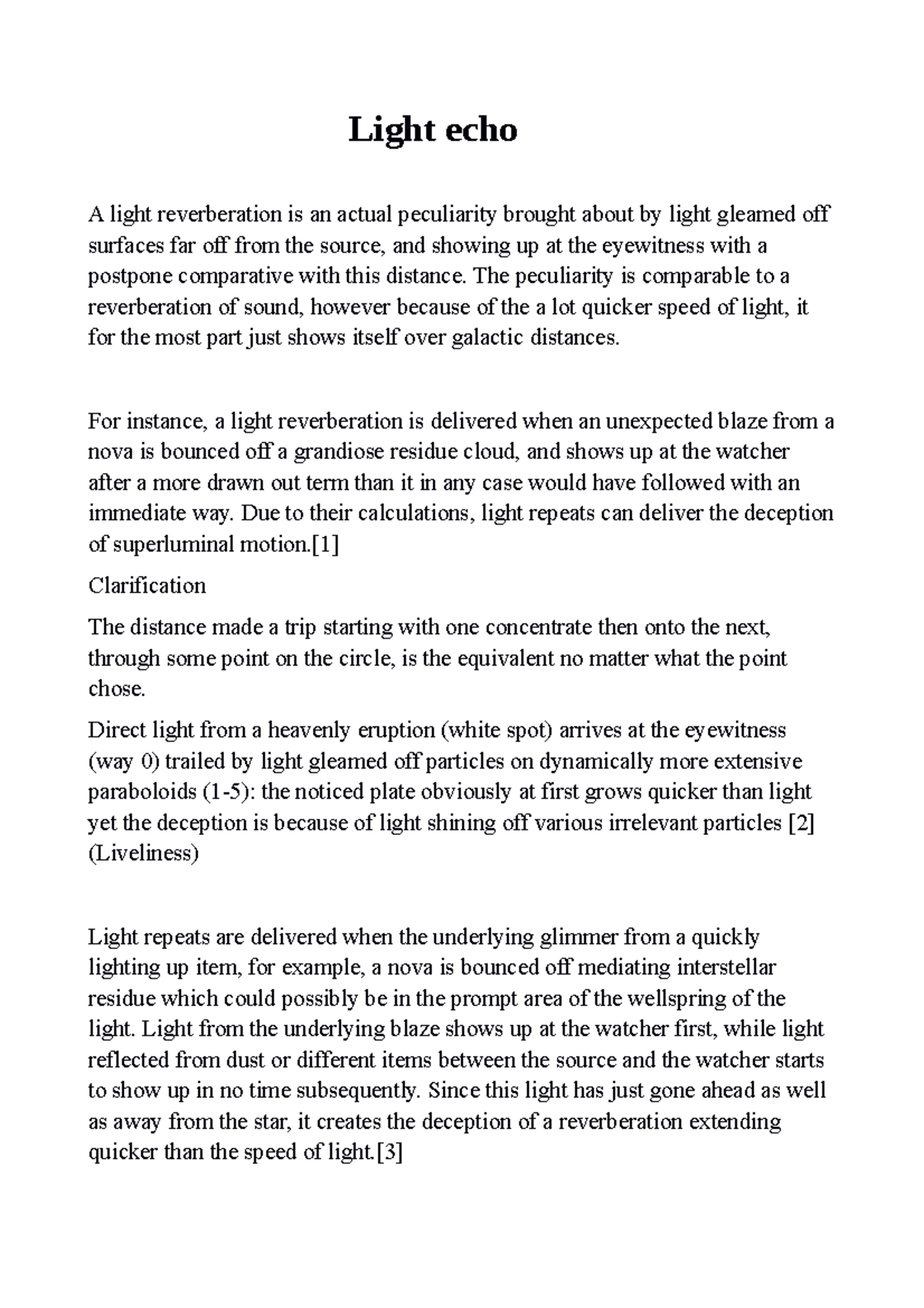 Light echo - Ifah - Light echo A light reverberation is an actual ...