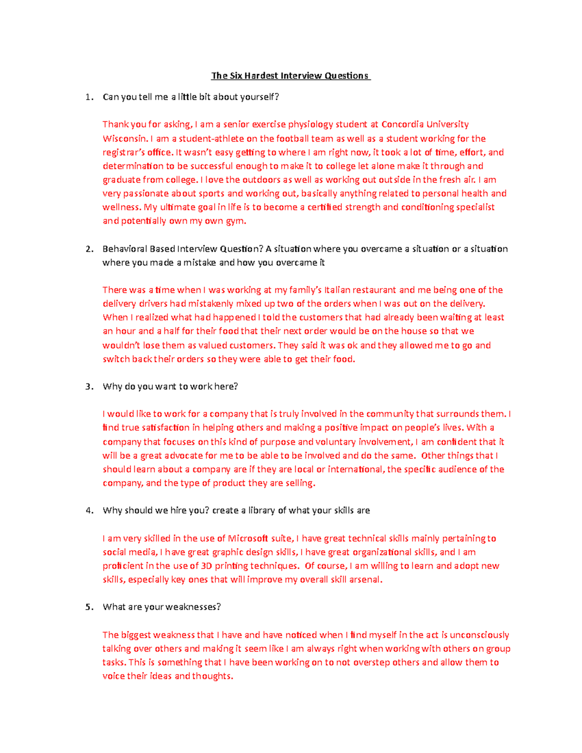 The Six Difficult Interview Questions The Six Hardest Interview