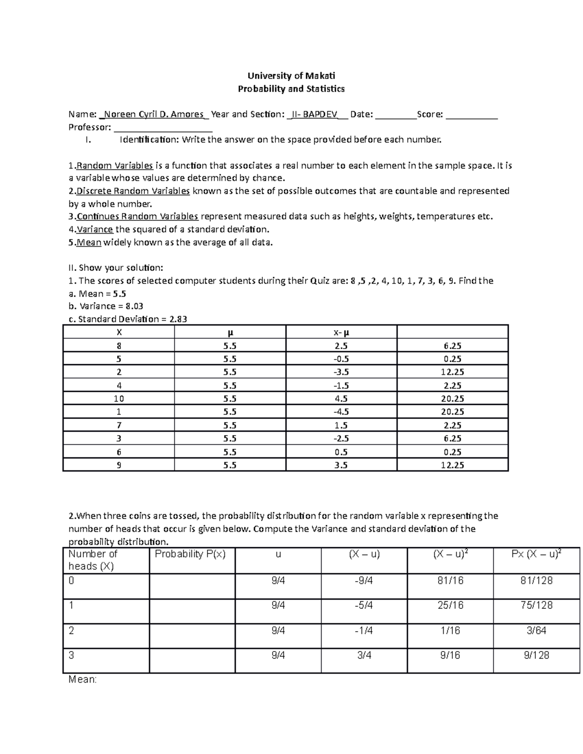 Probability And Statistics Topic 4 Assignment - University Of Makat ...