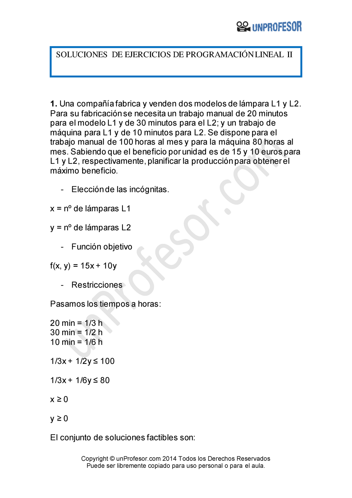 Solucion Ejercicios De Programacion Lineal Resueltos 2 842 - Copyright ...