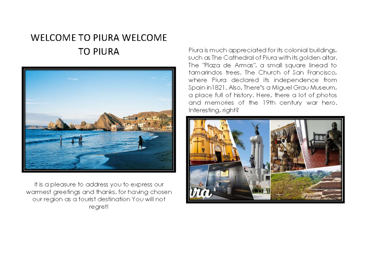 semana 16-WELCOME TO - WELCOME TO PIURA WELCOME TO PIURA It is a ...