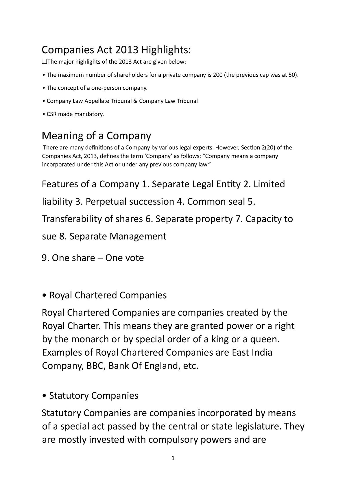 business-law-2-companies-act-2013-highlights-the-major-highlights-of