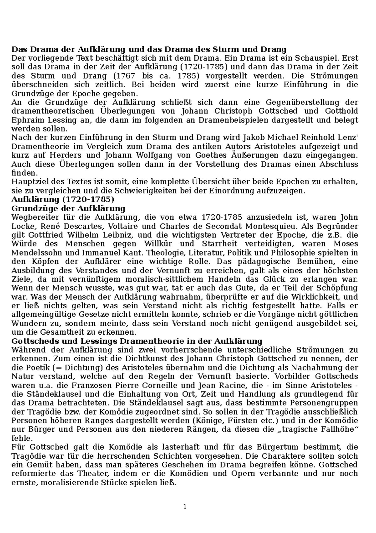 Drama Auklärung SturmundDrang Das Drama der Aufklärung und das