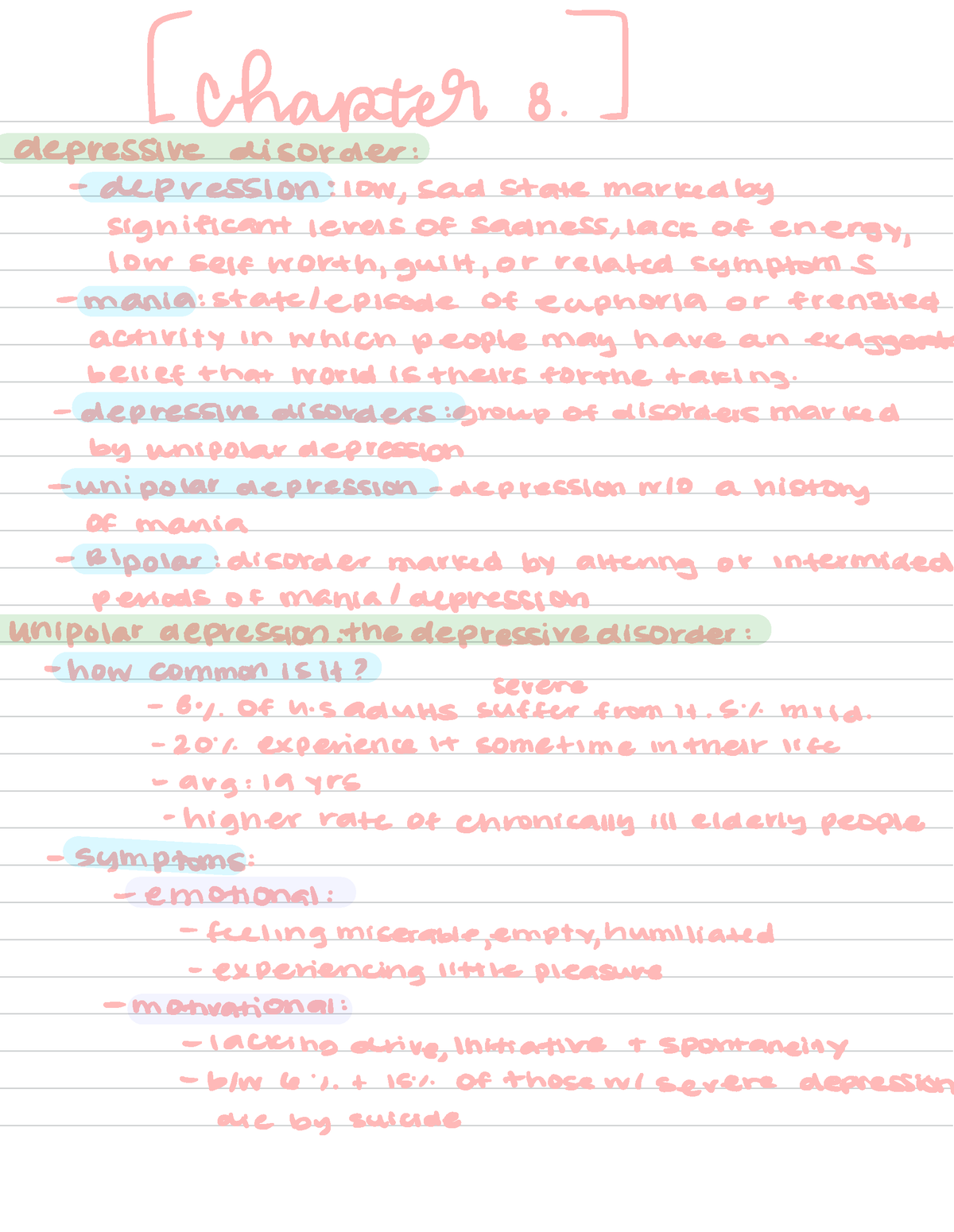 8-11 - 8-11 notes - ( charter a ] depressive disorder : depression :low ...