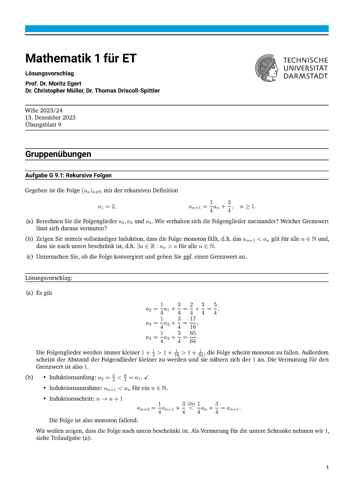 09 Uebung Lstd - Siehe Blatt - Mathematik 1 Für ET Lösungsvorschlag ...