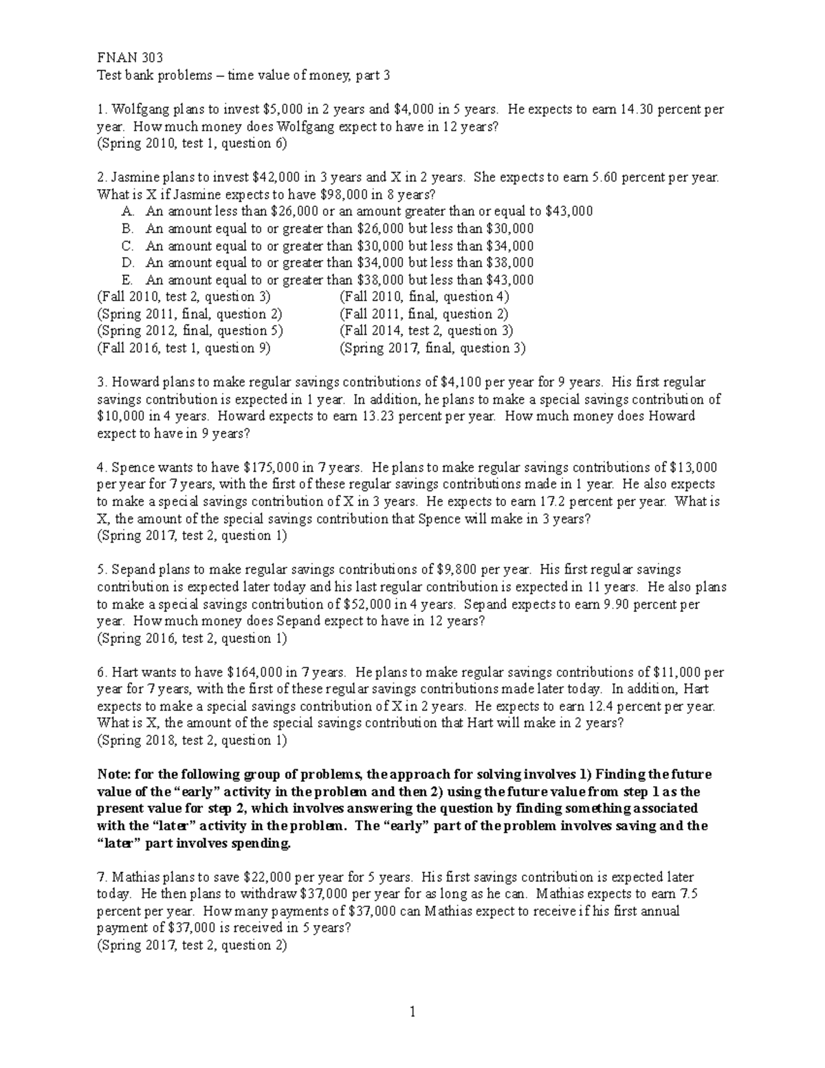 Time Value of Money part 3 test bank problems Test bank problems time value of money, part 3