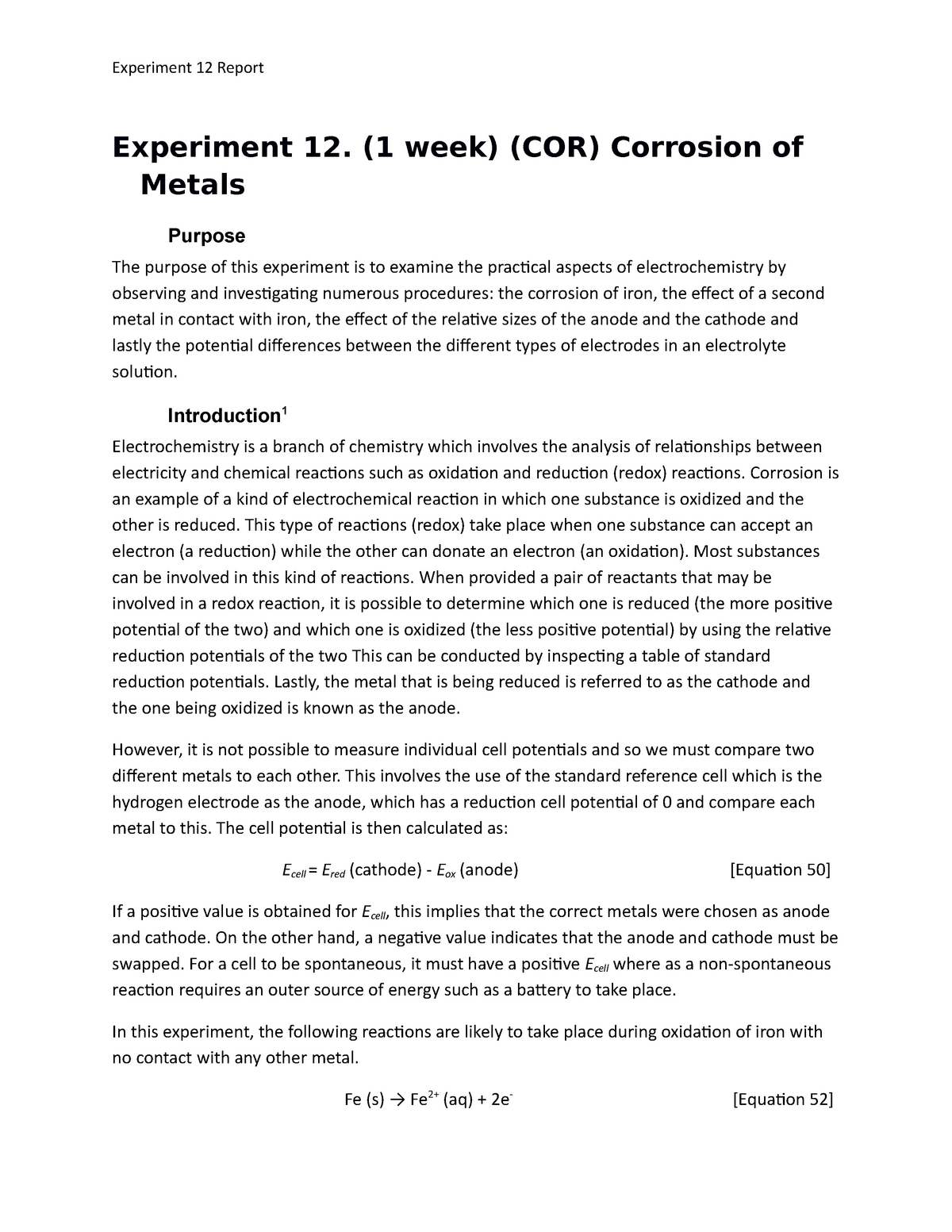 chemistry assignment of corrosion