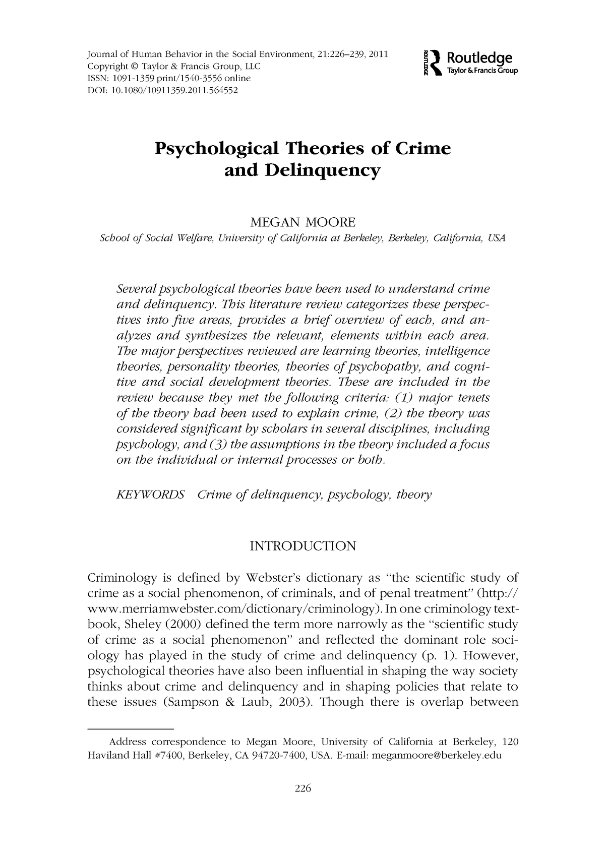 2-moore-2011-psychological-theories-of-crime-journal-of-human