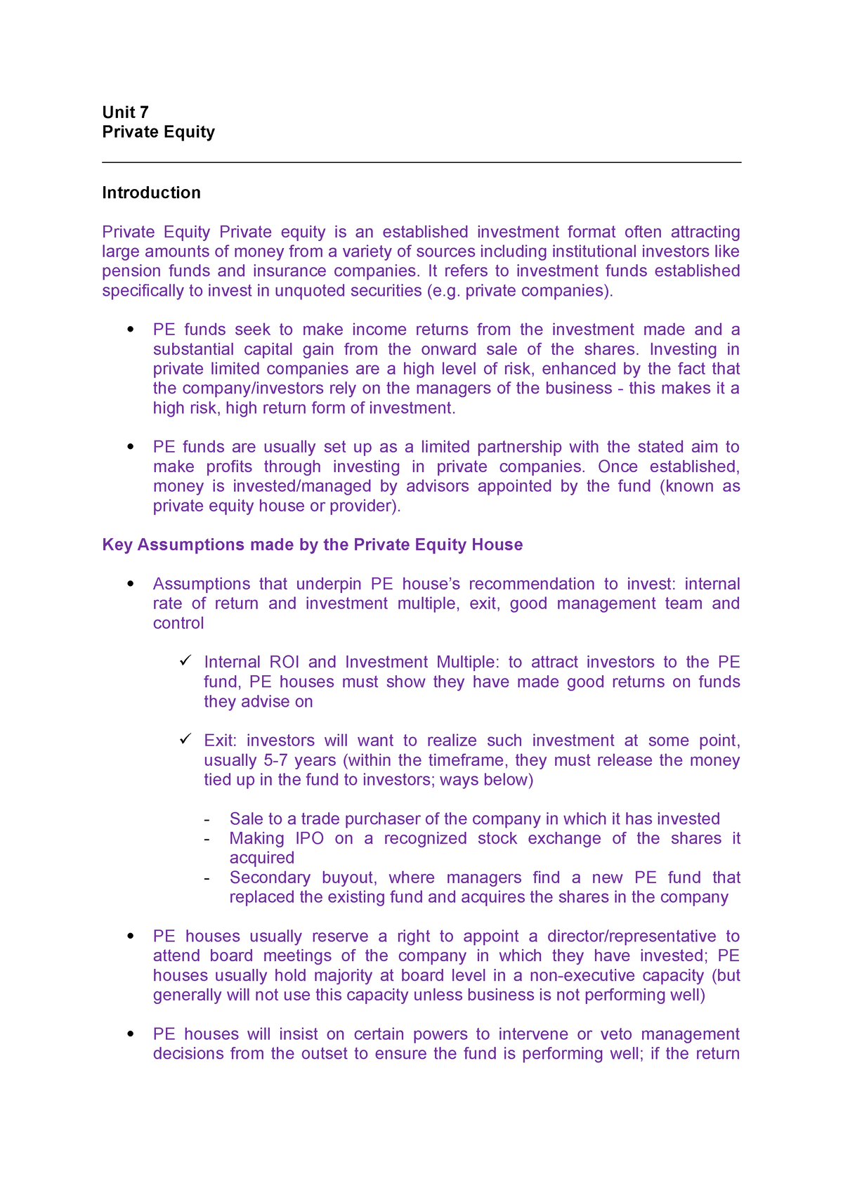 private equity thesis topics