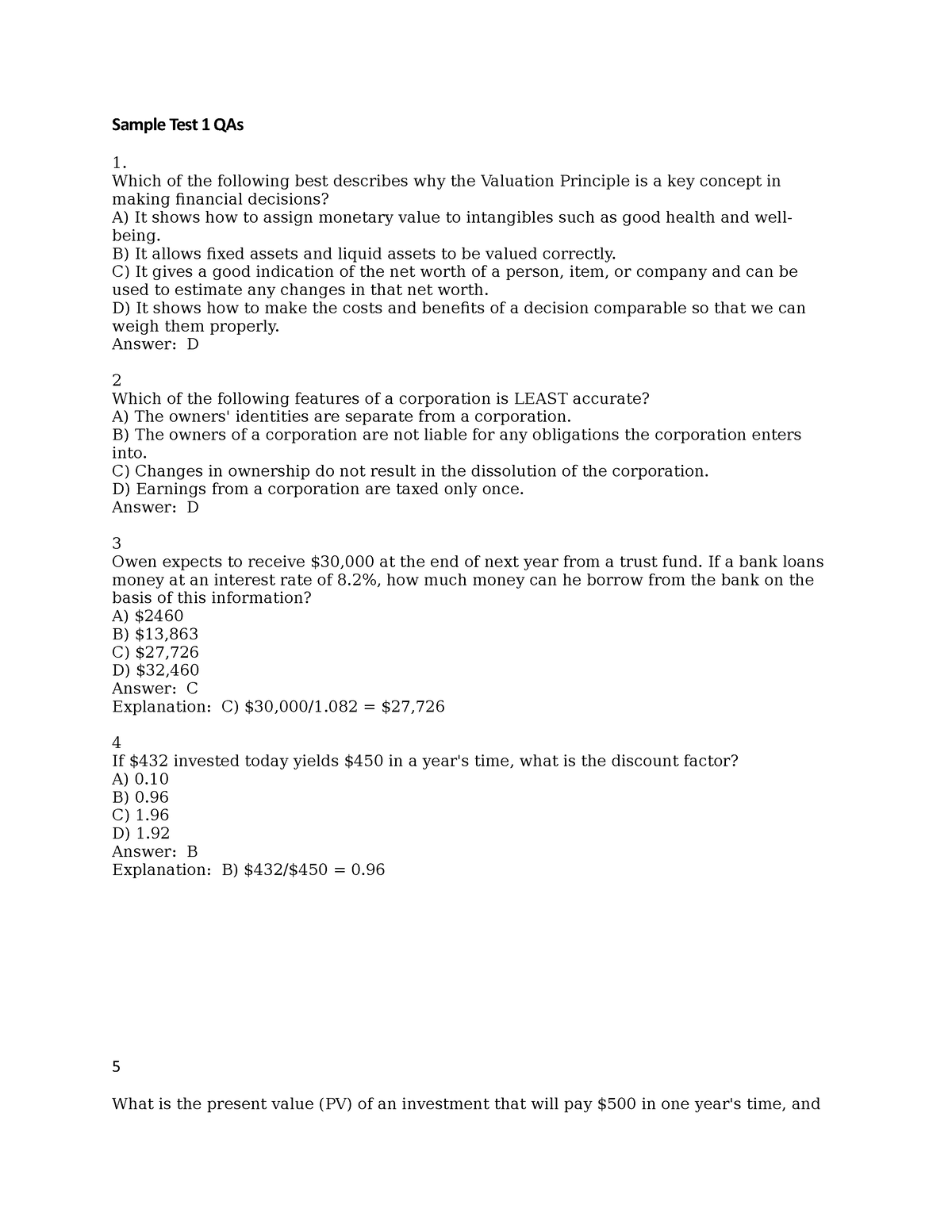 Practice Test 1 QA - Moodle test 1 - Sample Test 1 QAs 1. Which of the ...