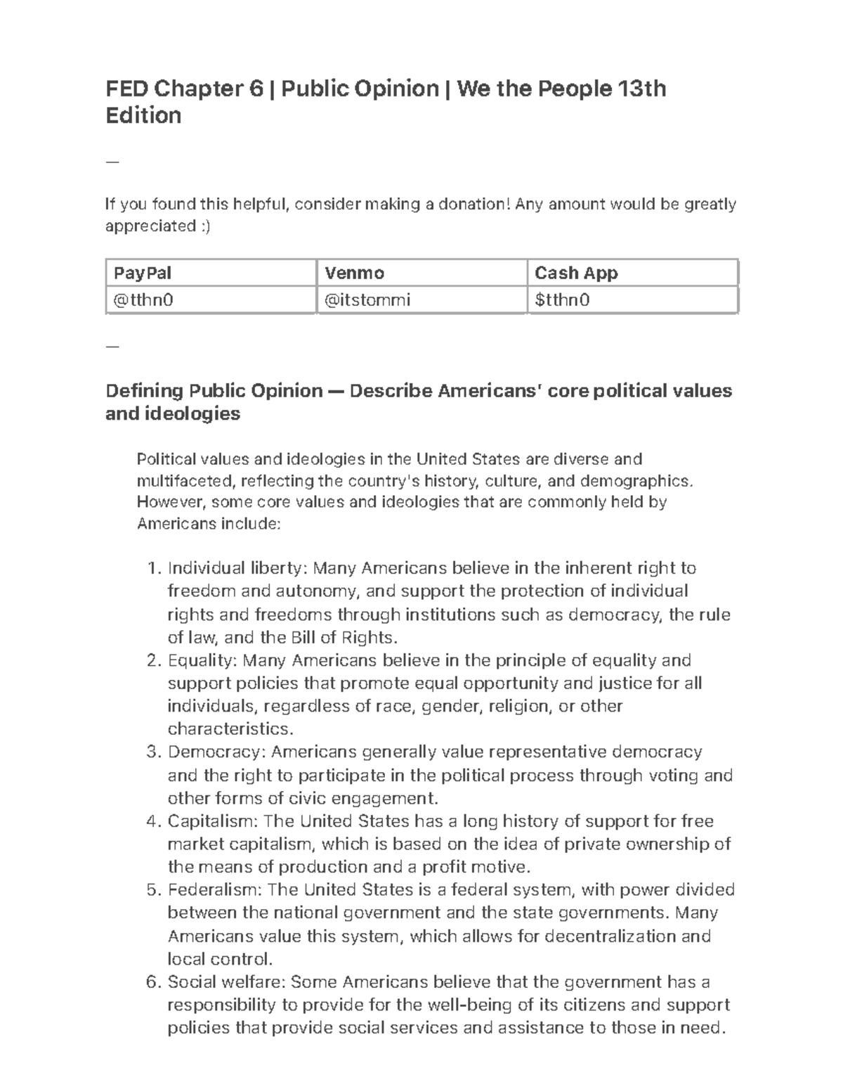 FED Chapter 6 | Public Opinion | We the People 13th Edition - 1. 2. 3 ...