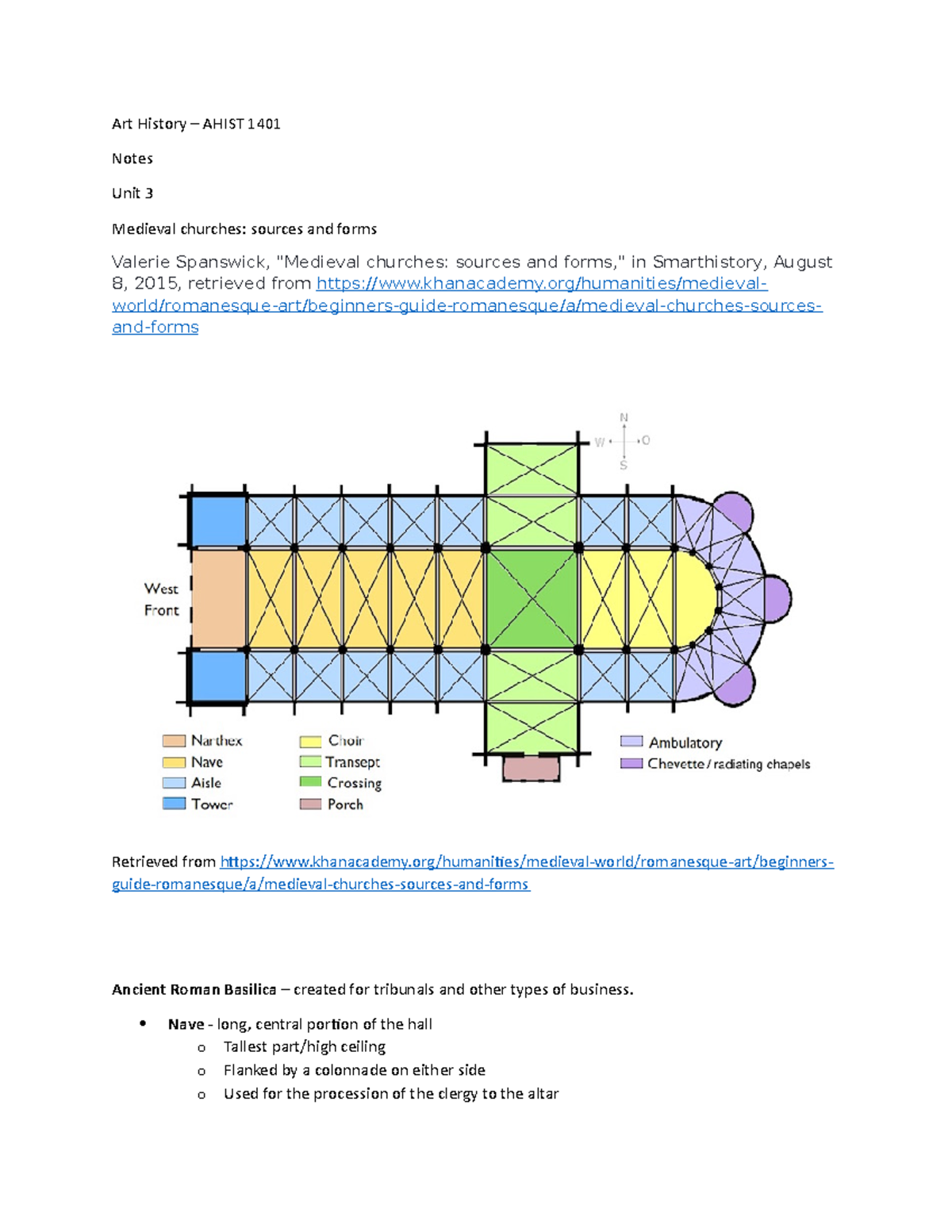 Art History Unit 3 Notes Medieval Churches - Sources And Forms - Art ...