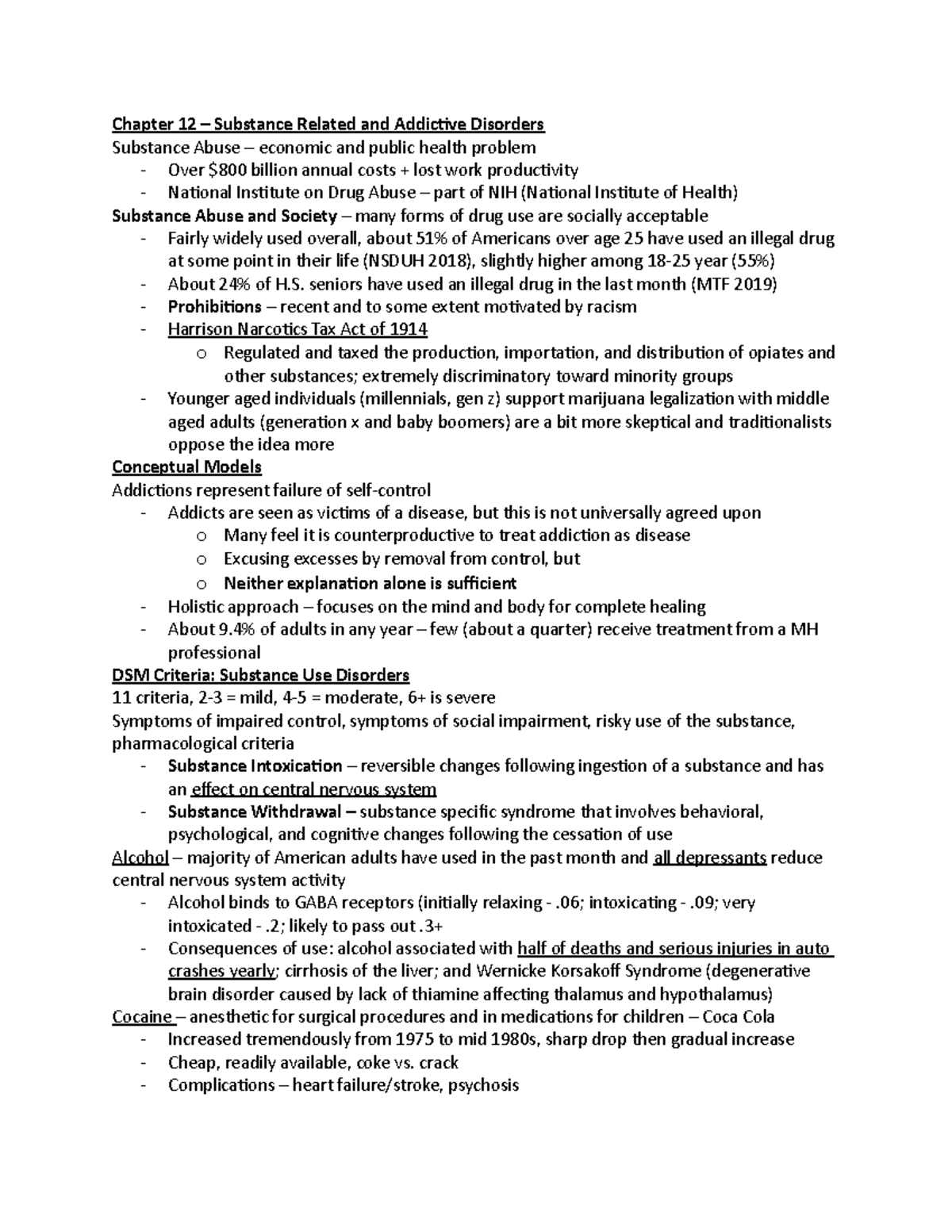 Chapter 12 - Dr. Leitzel - Chapter 12 – Substance Related and Addictive ...