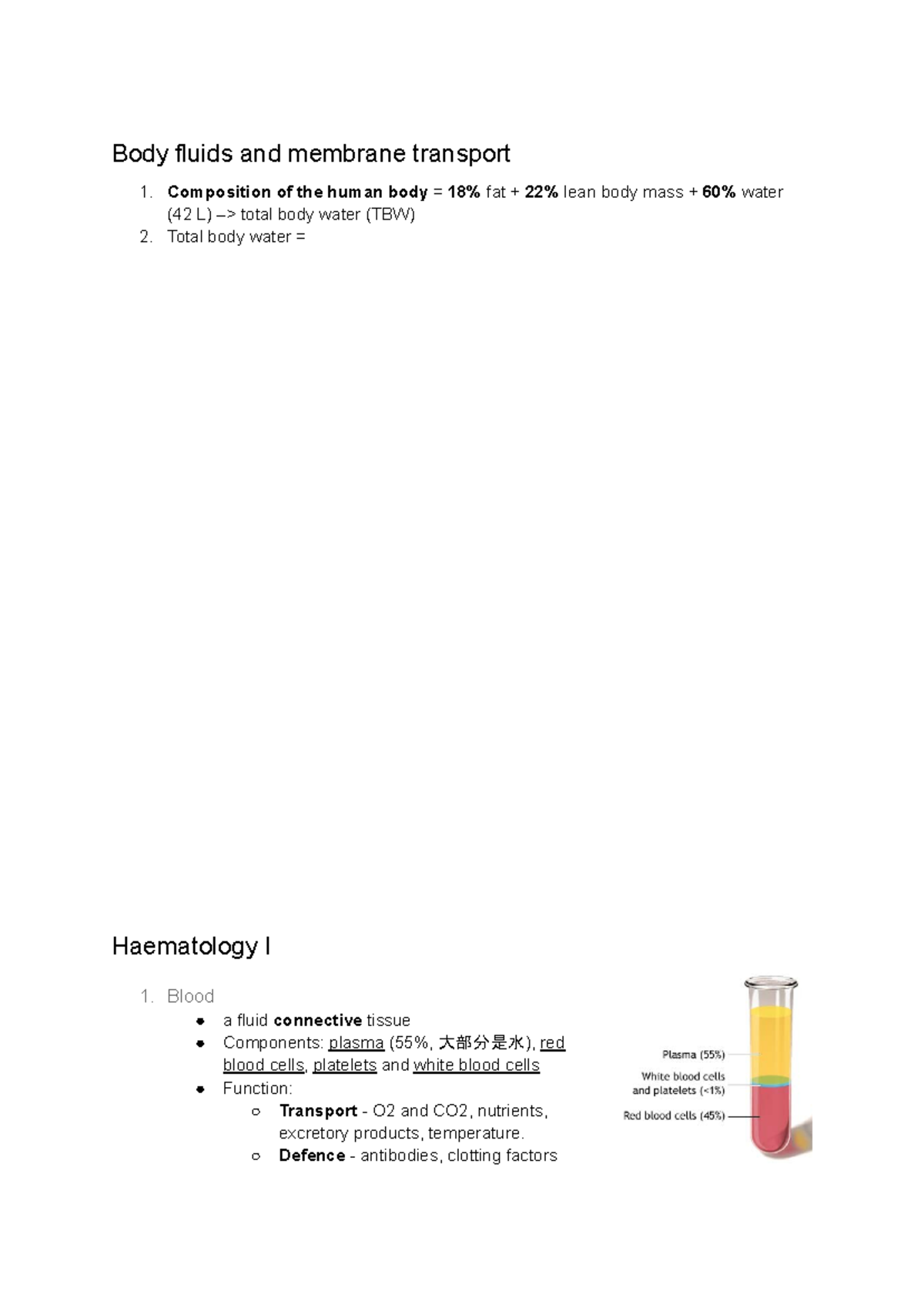 Body system - for haematology - Body fluids and membrane transport 1 ...