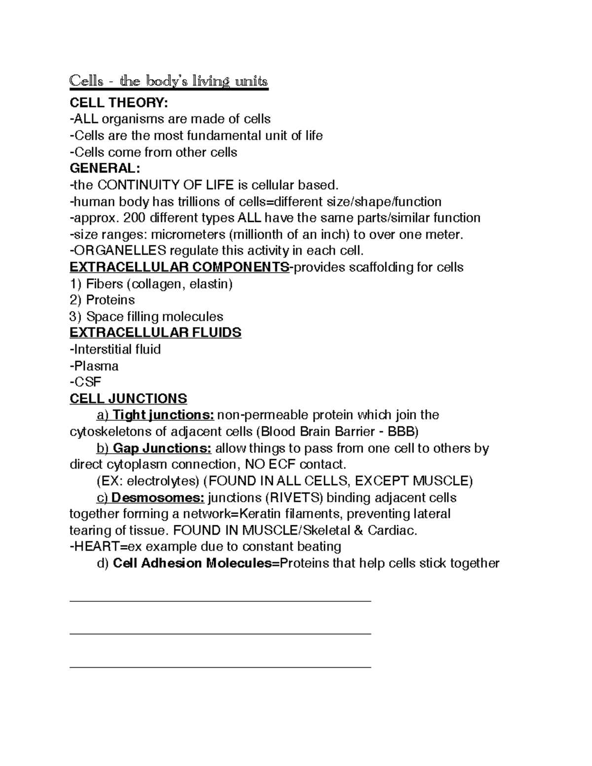 15The Cell-stu copy - Lecture - Cells - the body’s living units CELL ...