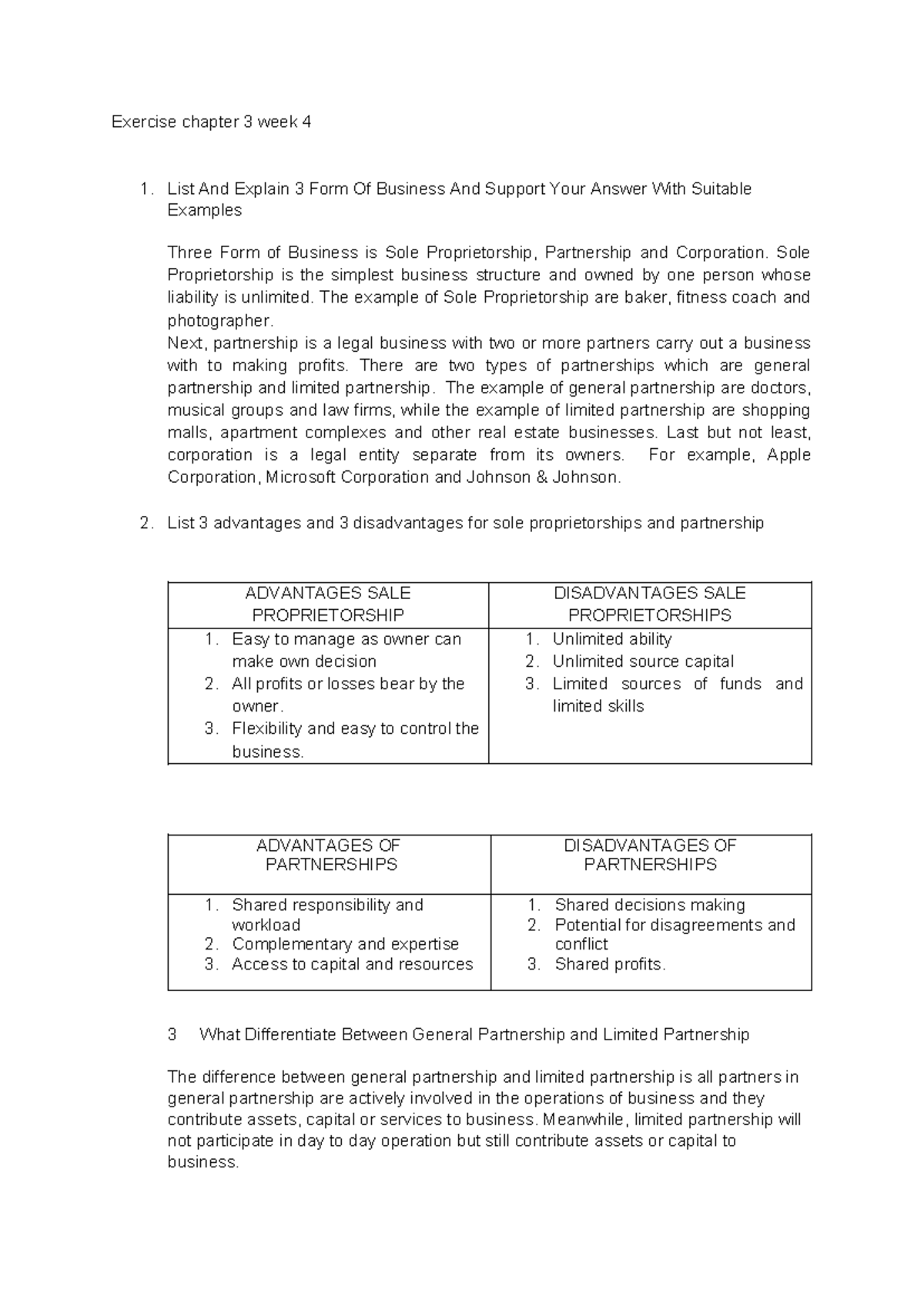 Chapter 3 Exercise - Exercise chapter 3 week 4 1. List And Explain 3 ...