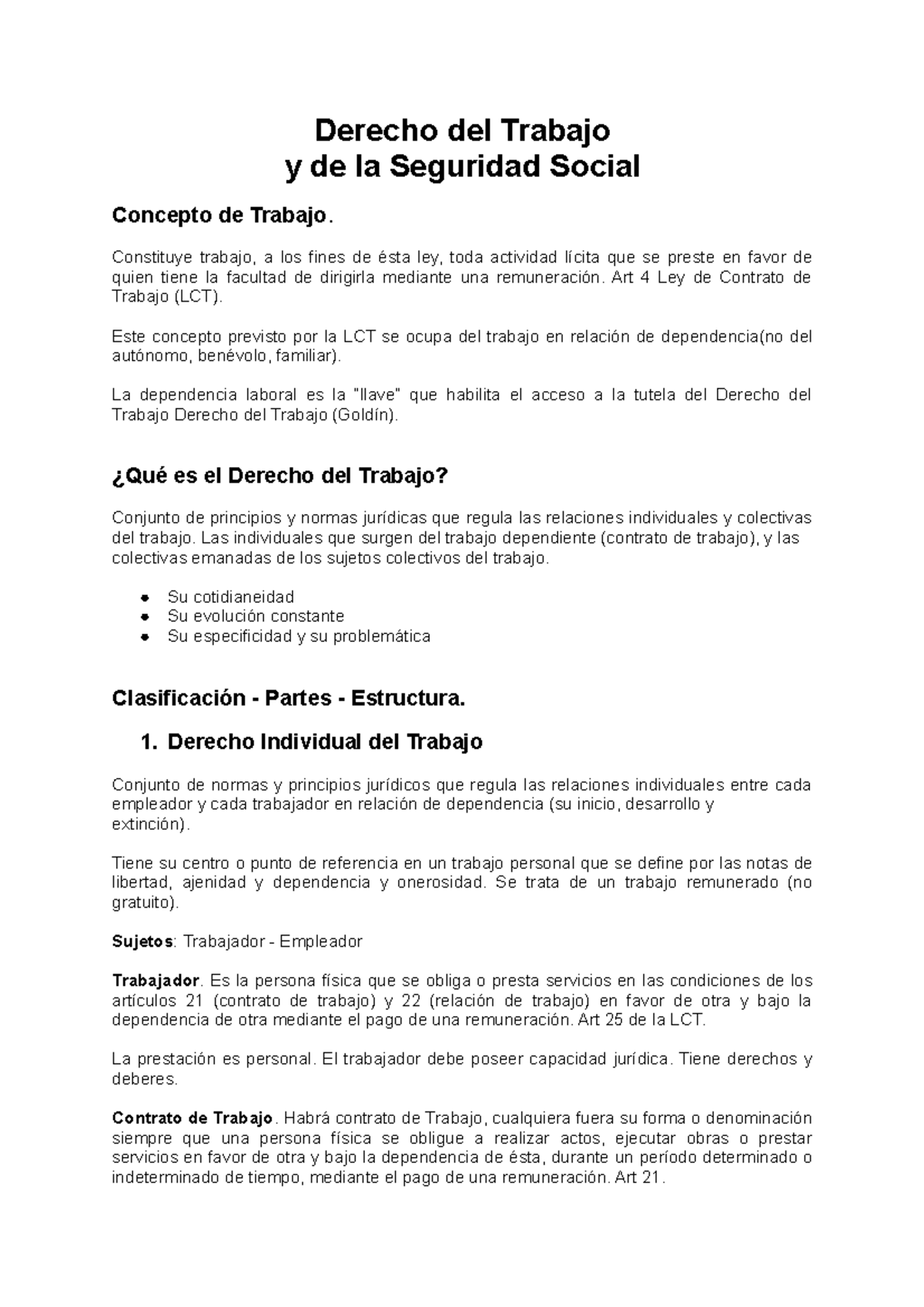Apunte de Derecho Laboral y la Seguridad Social - Derecho del Trabajo y ...