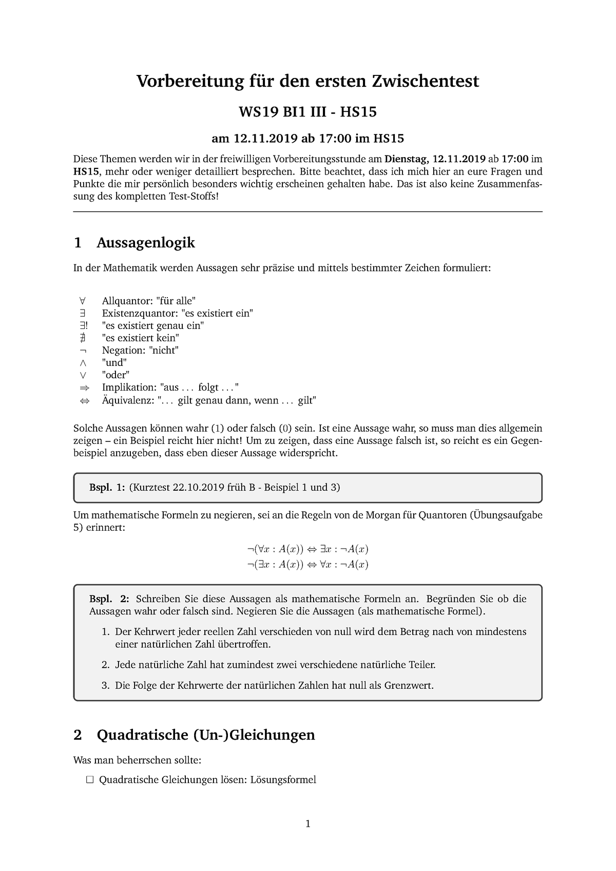 Vorbereitung ZT 1 - Hier Findest Du Altklasuren + Zwischentests ...