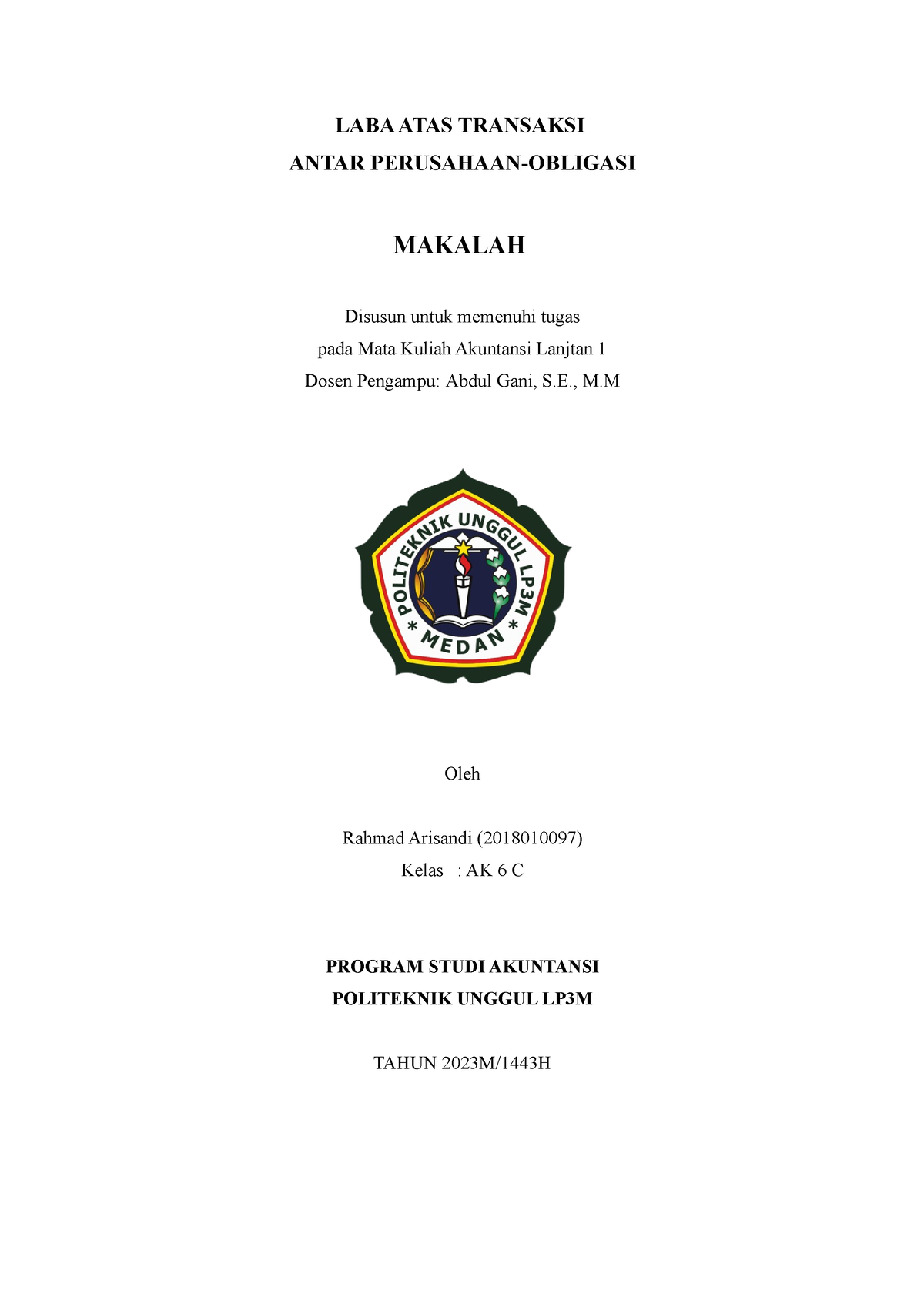 Akuntasi Keuangan Lanjutan 1 - LABA ATAS TRANSAKSI ANTAR PERUSAHAAN ...