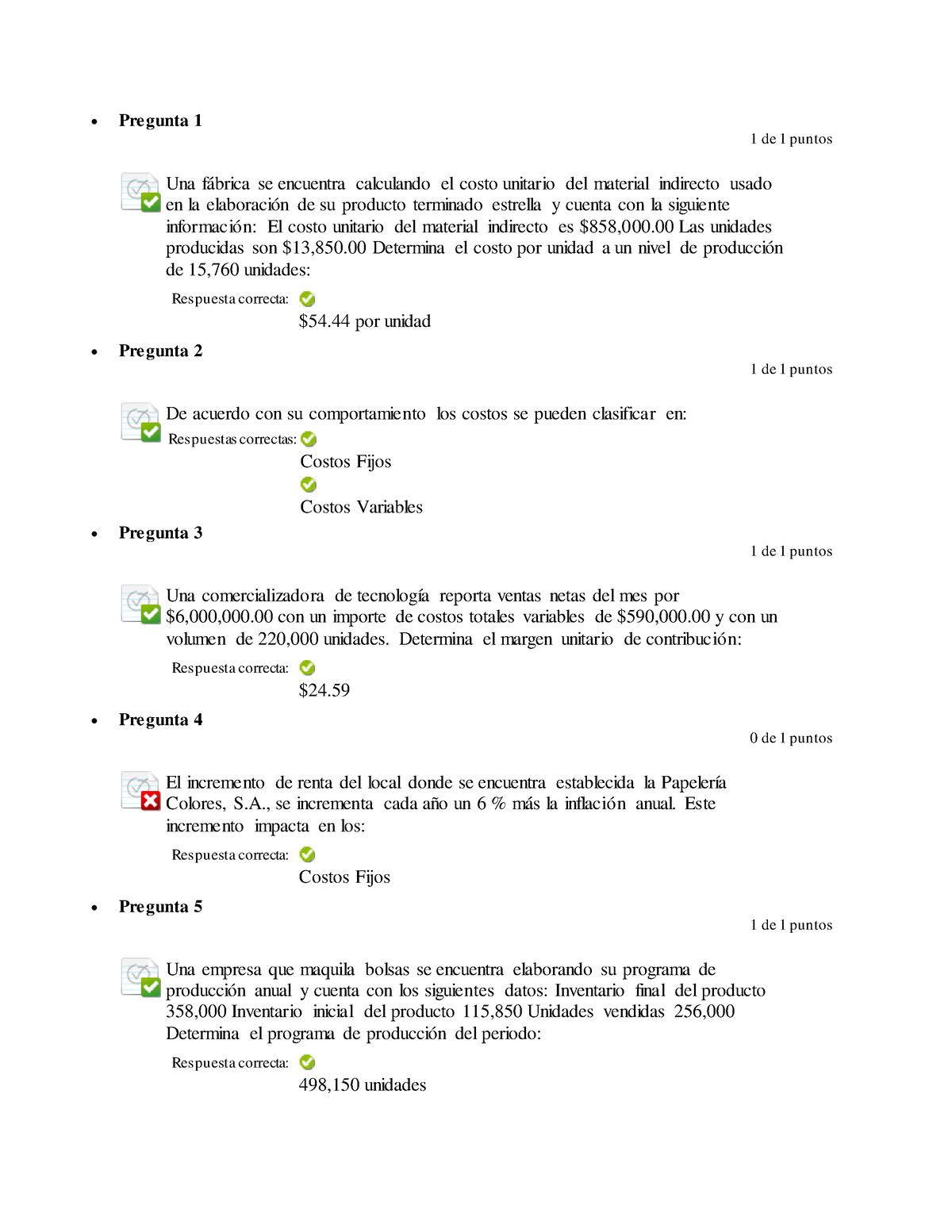 Automatizada Pregunta De Puntos Una F Brica Se Encuentra Calculando El Costo Unitario