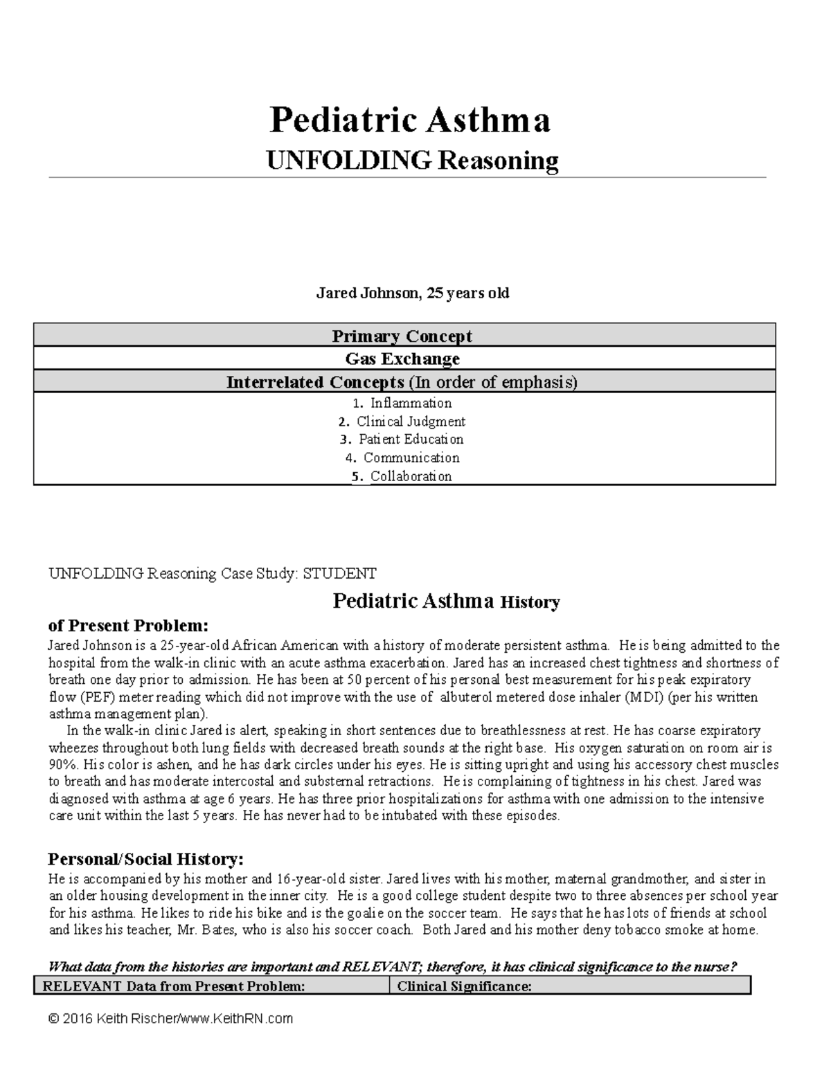 Pediatric asthma nursing case study image