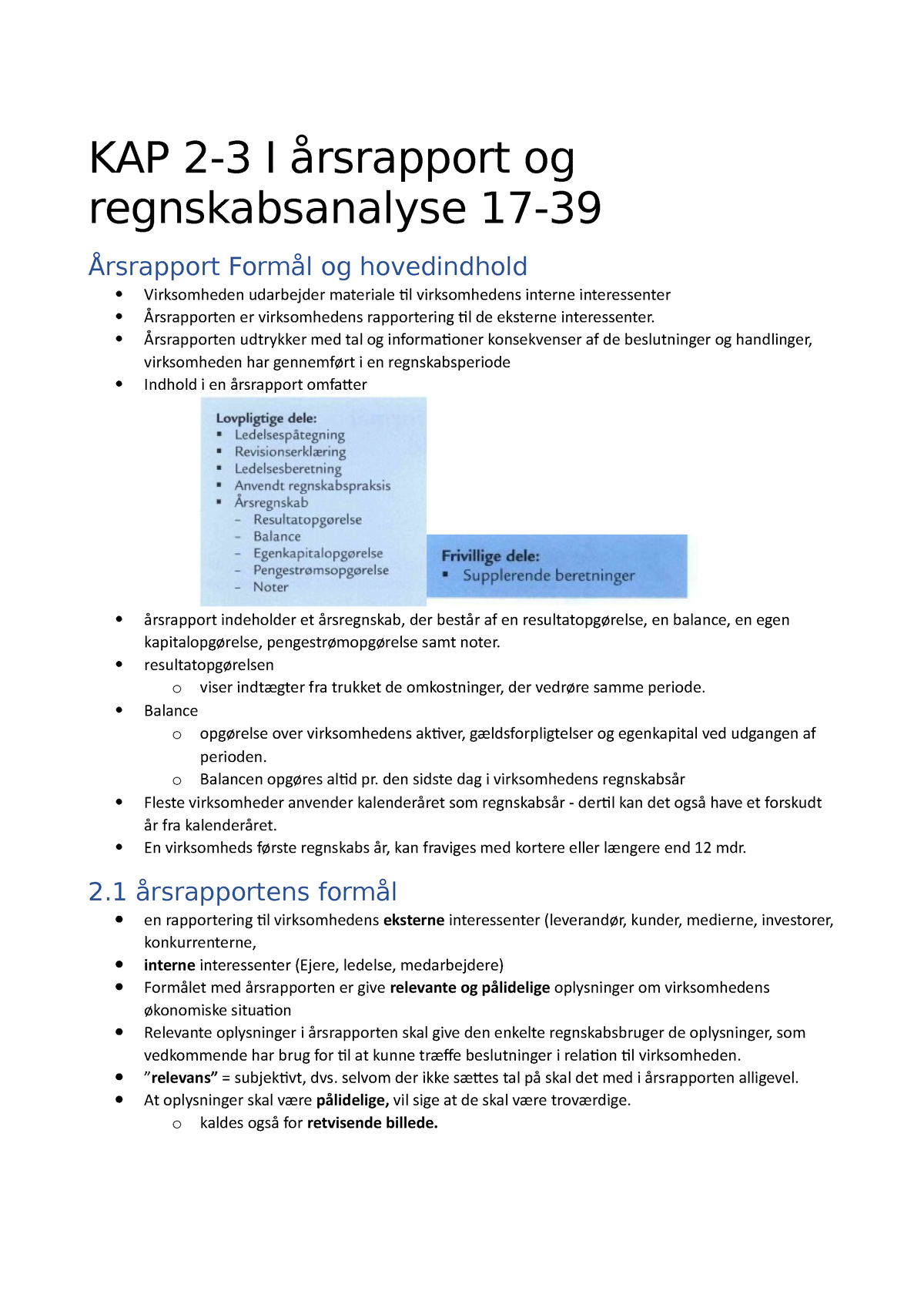 årsrapport Og Formål - KAP 2-3 I årsrapport Og Regnskabsanalyse 17 ...