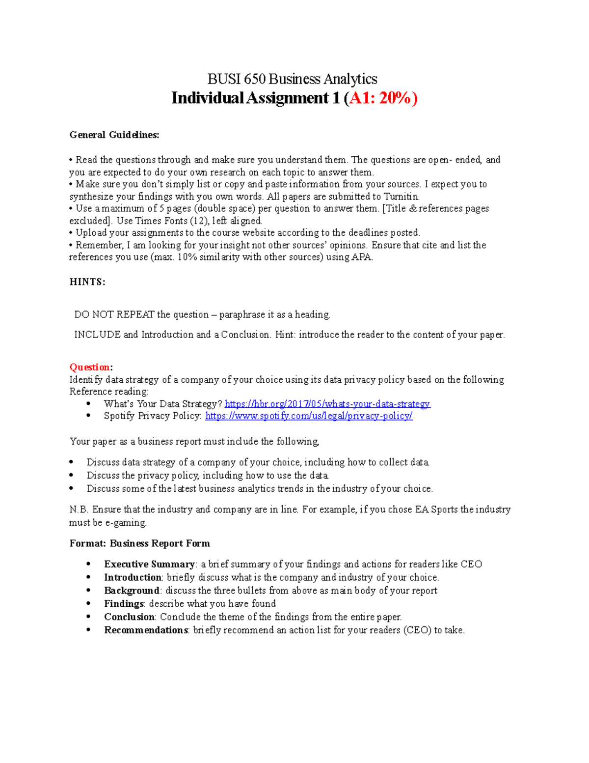 BUSI 650-A1-Individual Paper - BUSI 650 Business Analytics Individual ...